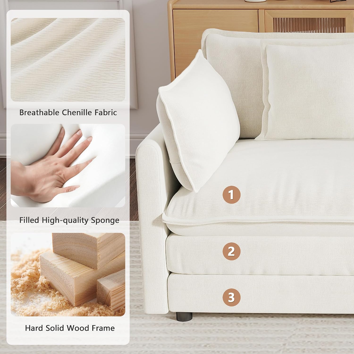 mikibama Modular Sectional Sofa, L Shaped Couch - Image 5