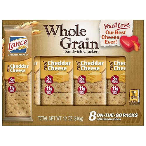 Lance Whole Grain Cheddar Cheese Crackers - 3 Boxes of 8 Individual Packs by Lance