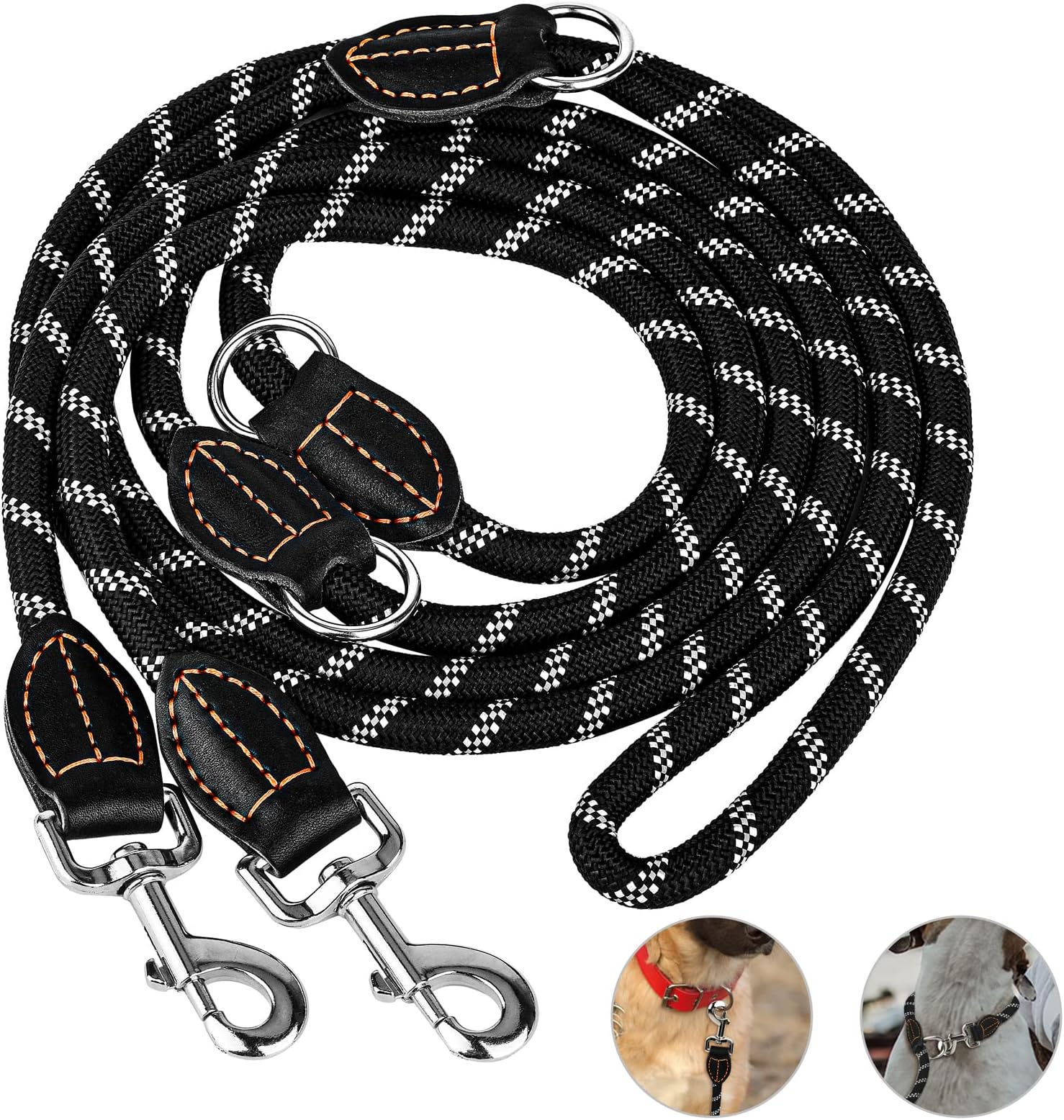 Ticeed 3M Dog Double Lead Adjustable Dog Lead for Large and Medium Dogs