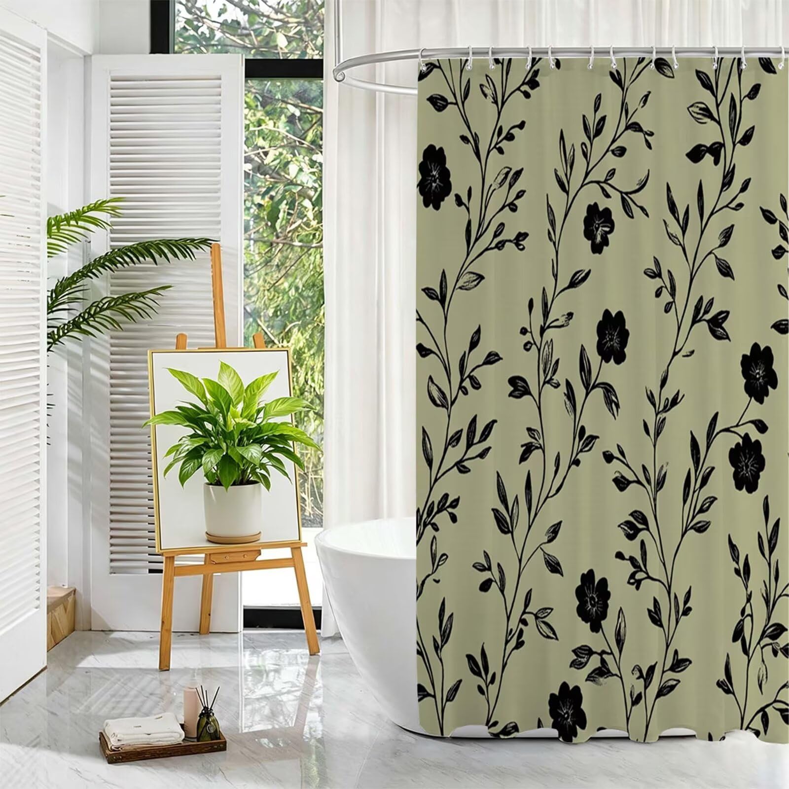 Senffarbe Duschvorhang, 230x180cm Duschvorhang Badewanne L-36