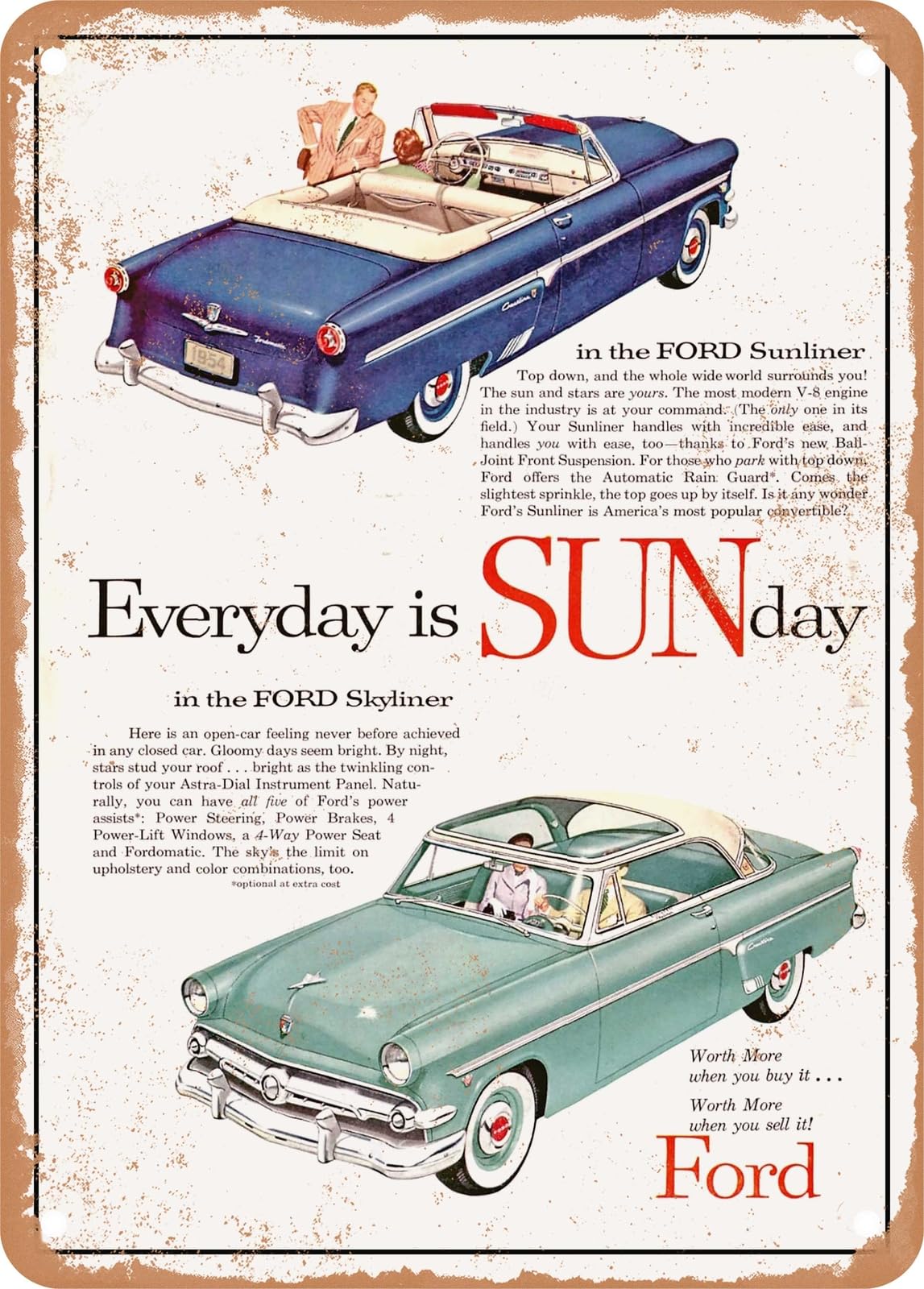 METAL SIGN - 1954 Sunliner and Skyliner Vintage Ad home decor