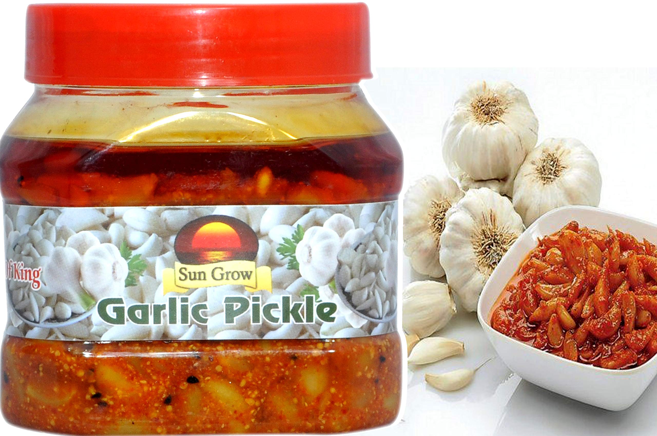 Sun Grow Food Homemade Organic Herbal Masala Punjabi Garlic Pickle Lashun Ka Achar,500Gm(You Are Being Served Mothers Love)