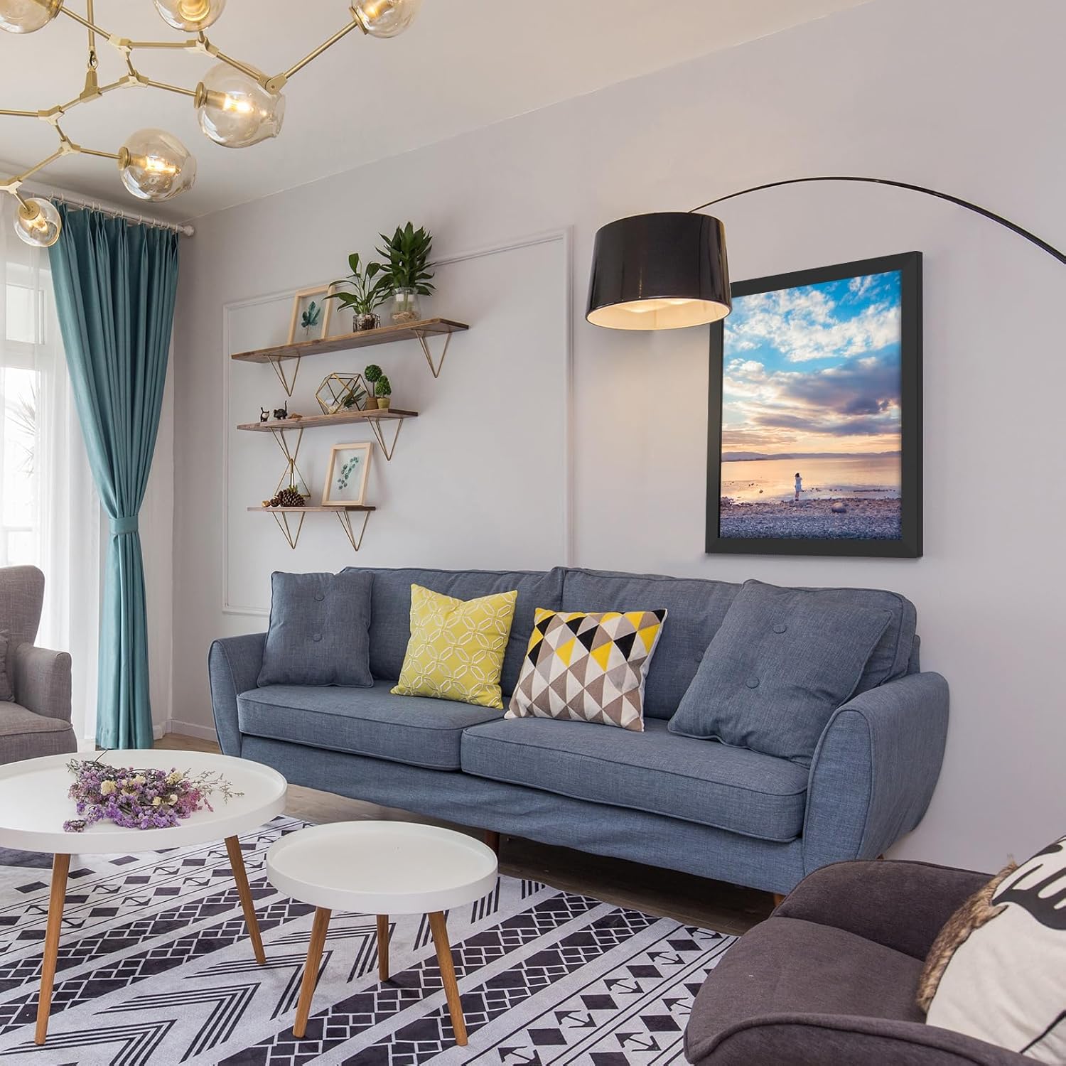 Golden State Art 16x20 Wood Picture Frame with Real Glass and 1.25'' Wide (Black)