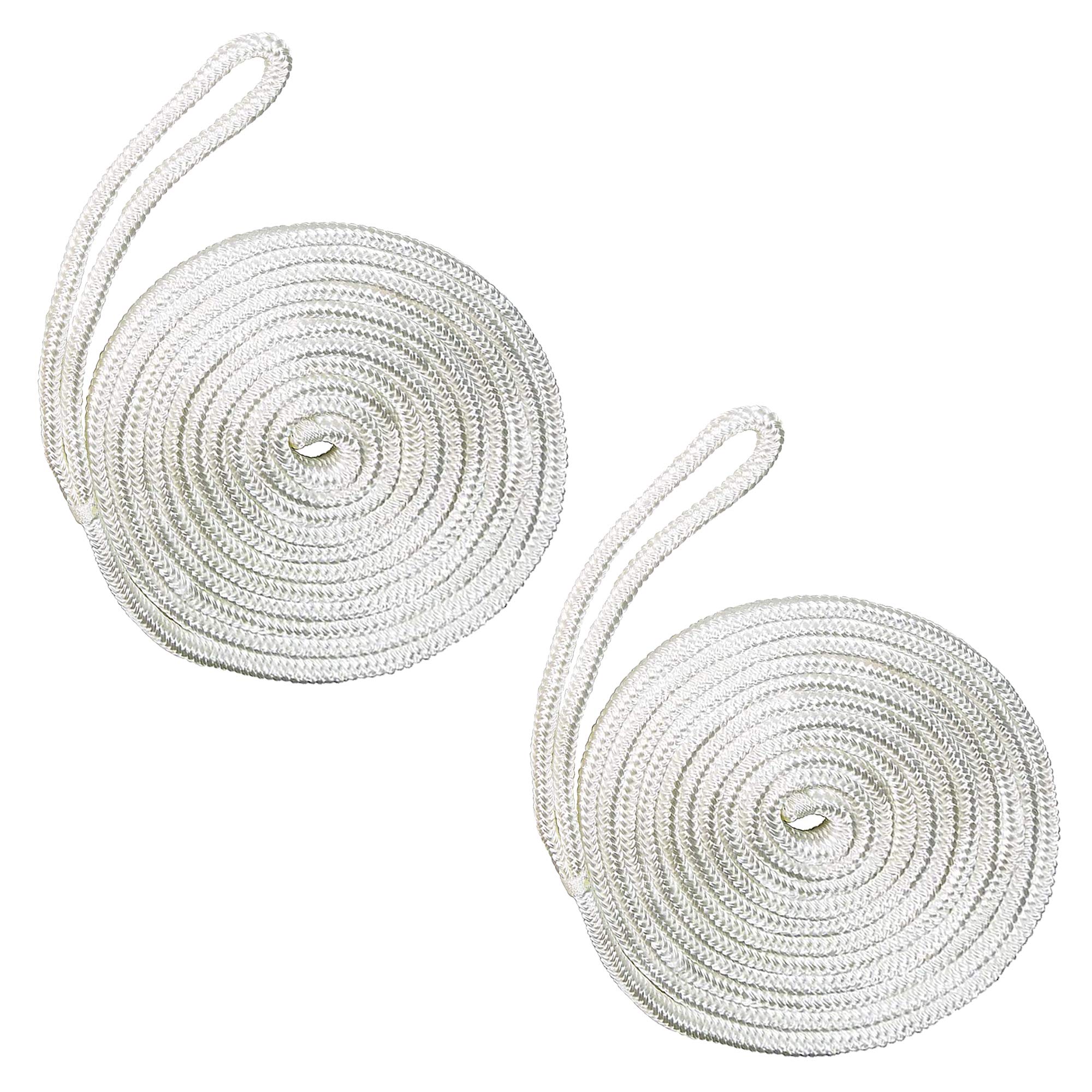 Double Braided Fender Line 3/8 Inch X 6 Feet 2 Pack (White, 3/8 Inch x 6 Feet)