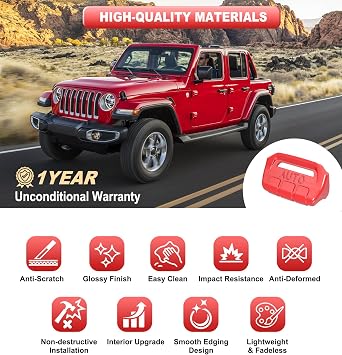 Window Switch Button Cover Bundled with Metal Front Door Storage Box Pockets Fit for Jeep Wrangler