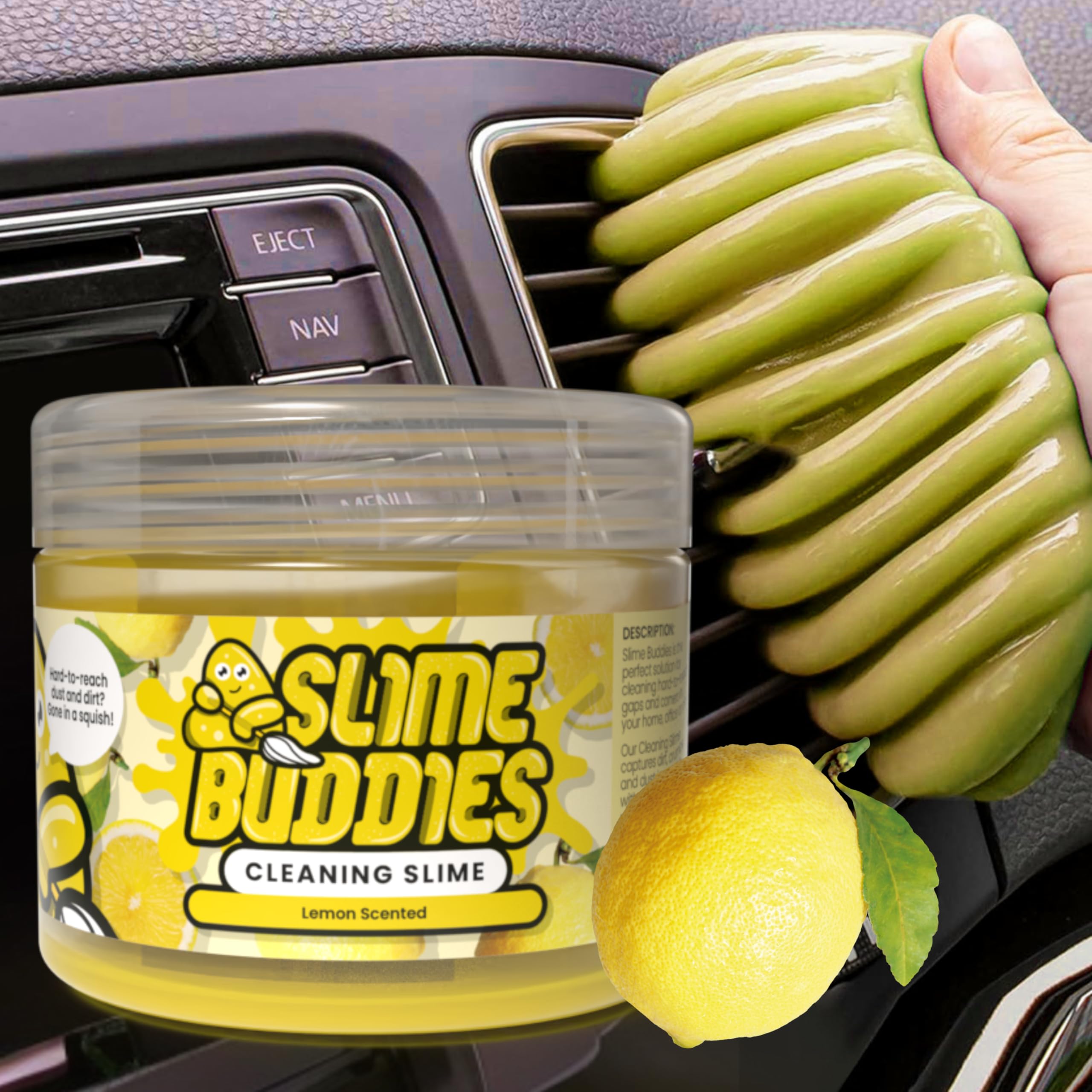 Slime Buddies Cleaning Putty Gel, Lemon, Pack of 1