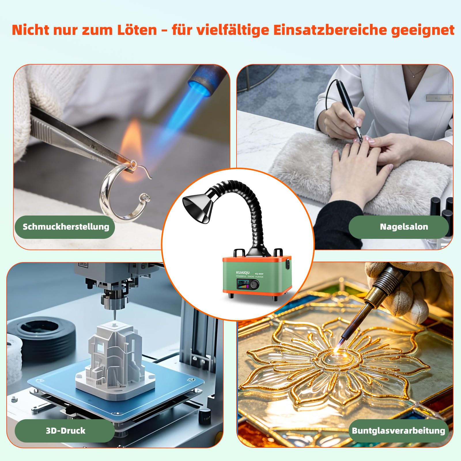 Lötrauchabsorber 2-in-1 mit HEPA- und Aktivkohlefilter lötrauchabsaugung, intelligenter Filterwechselanzeige, 150 m³/h – Tischgerät zum Löten, für DIY, Nagelstudios und Schmuckherstellung