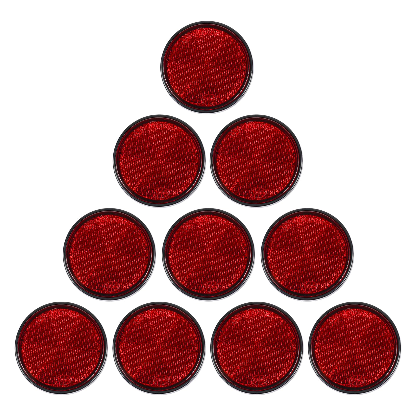 10 Pack Red Self Adhesive Round Reflectors, E9 Approval