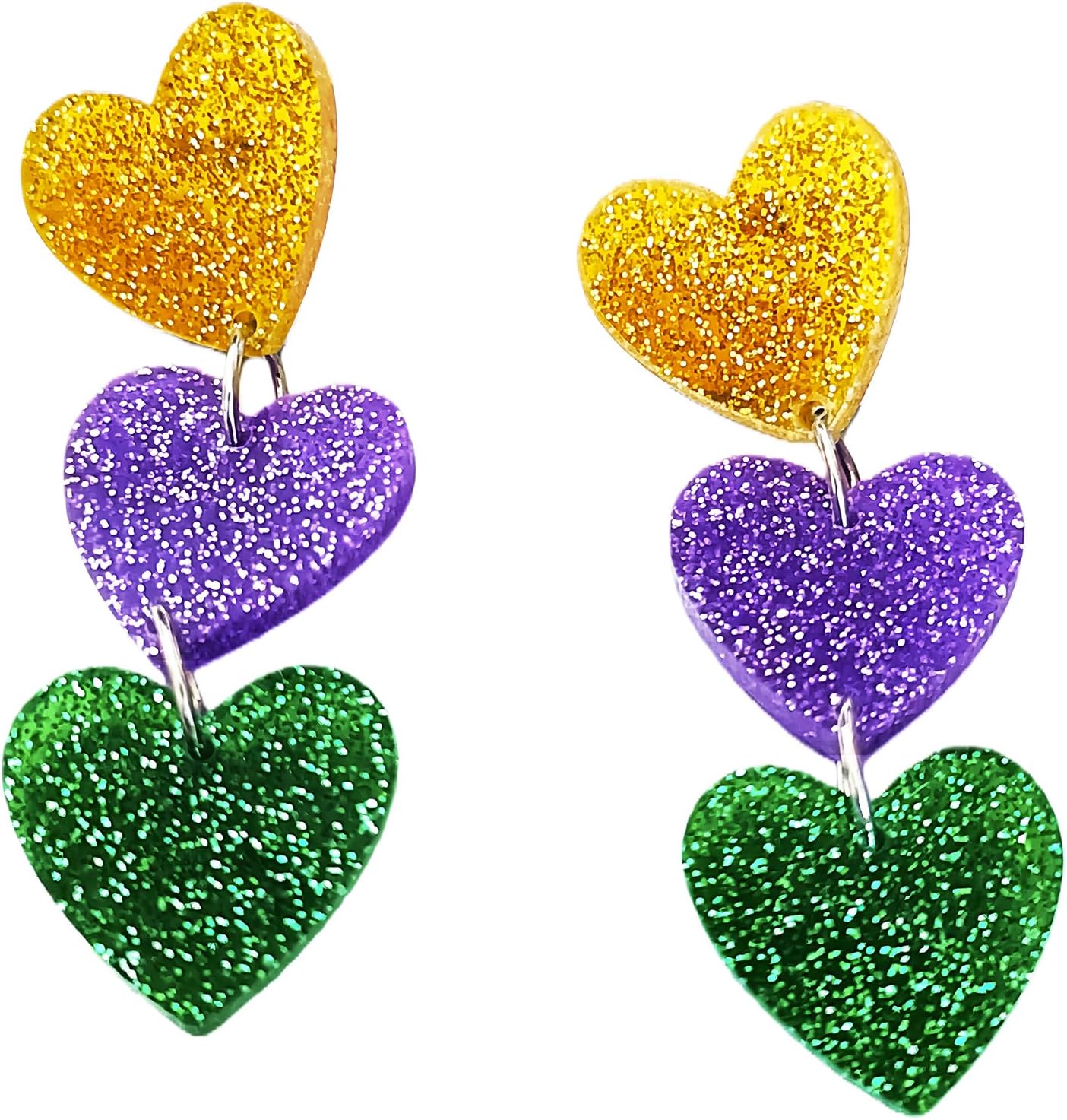 Acrylic Mardi Gras Earrings Sequin Fleur De Lis Letter Mask Crown Earrings for Women, Carnival Earrings for Fat Tuesday Celebration, Mardi Gras Parade Accessory Gifts