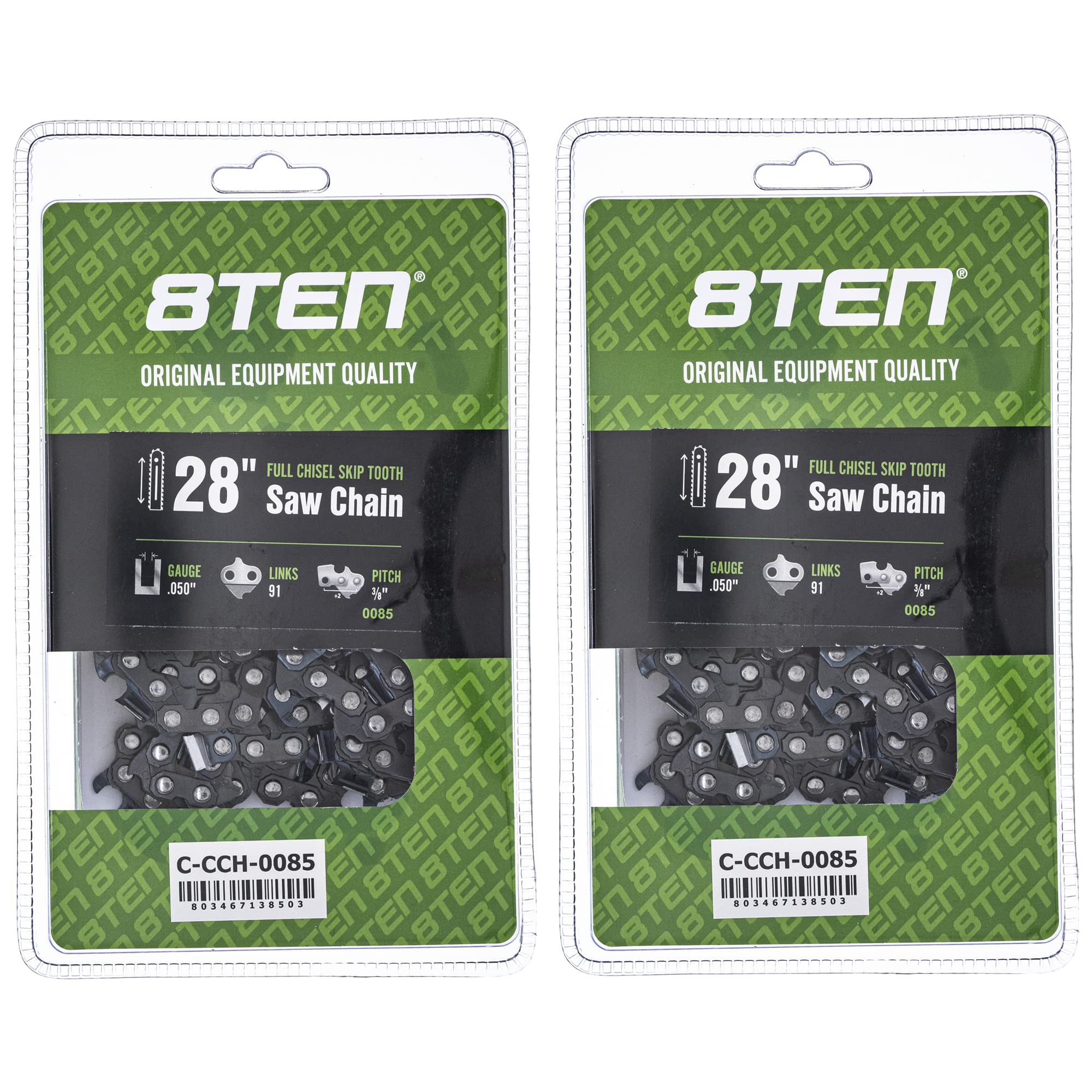 Amazon.com: 8TEN Full Chisel Skip Tooth Chainsaw Chain 28 Inch