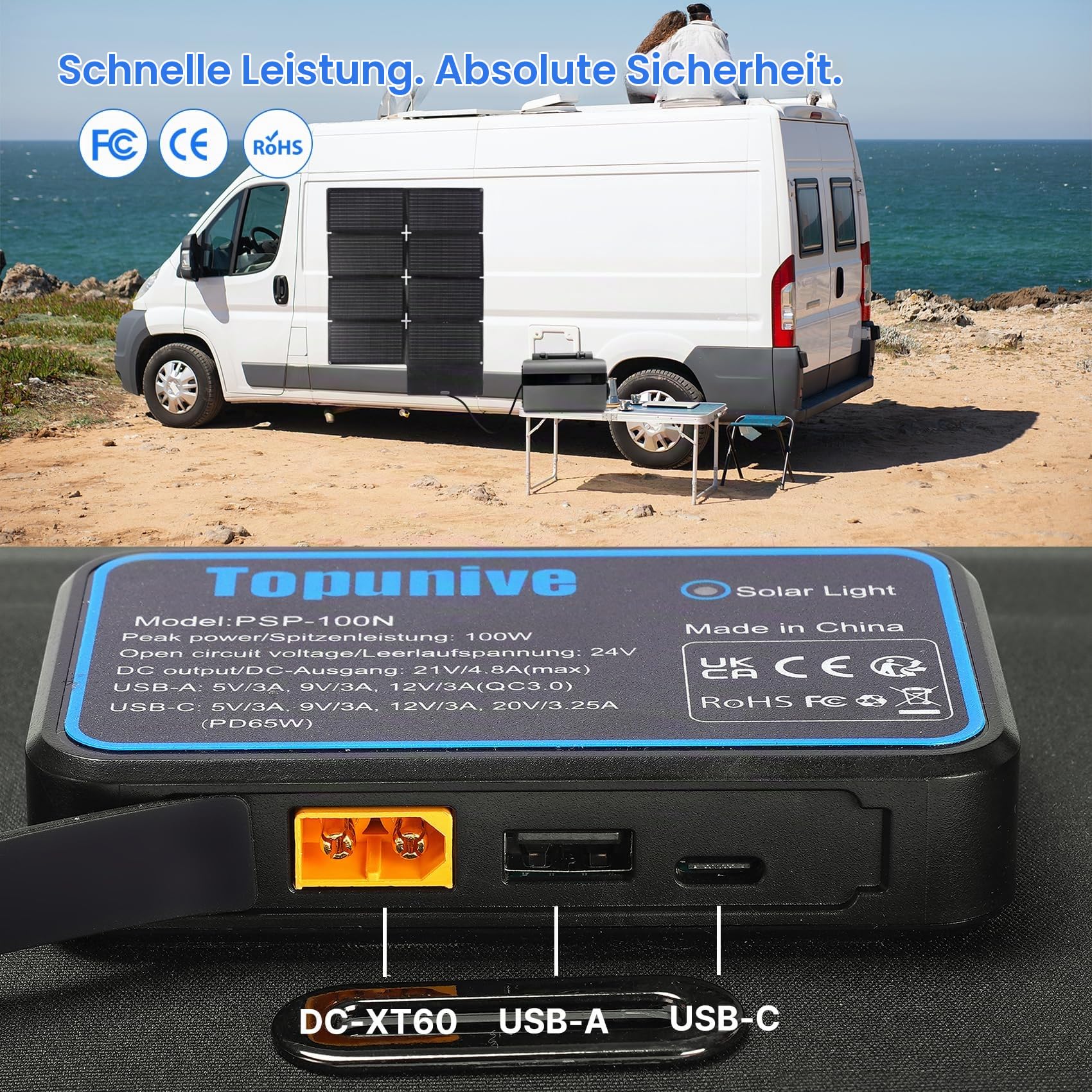 Solarpanel Faltbar 100W für Tragbares Powerstation Solargenerator, Kompakt und IP67 mit USB-A&C Pd 65w Solarmodul Solarladegerät für Handy Tablet Outdoor Reisen Camping Notfälle