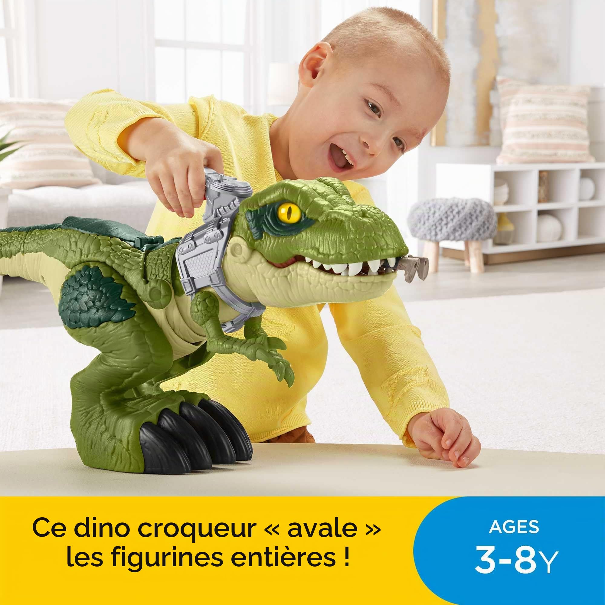 Fisher-Price Imaginext Figurine Dinosaure Redoutable T-Rex, avec Manette pour Faire bouger Le Dinosaure et Faire claquer Ses mâchoires, Jouet Enfant, Dès 3 Ans, GBN14