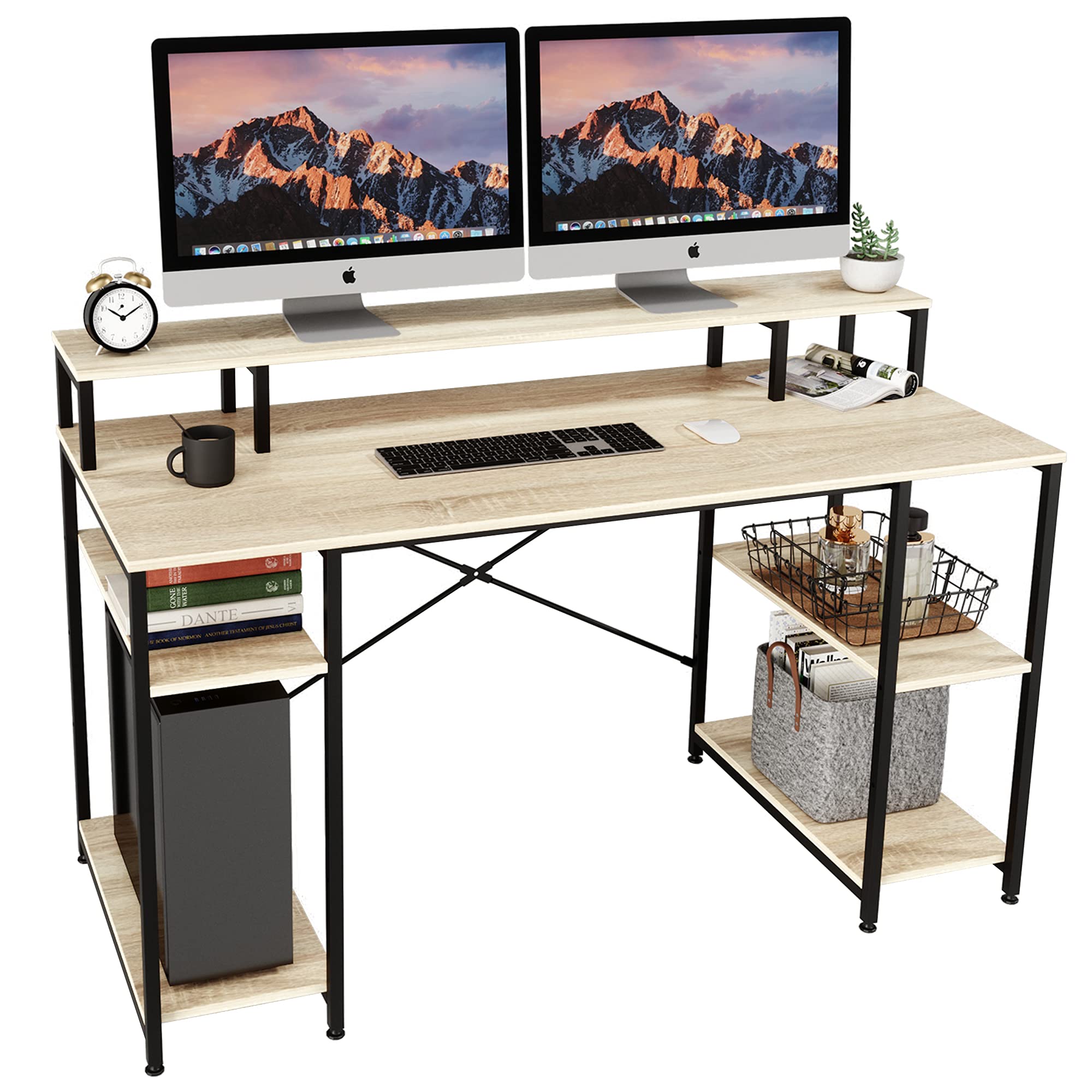 Buy Bestier Computer Desk with Monitor Shelf, 55 Inches Gaming Desk