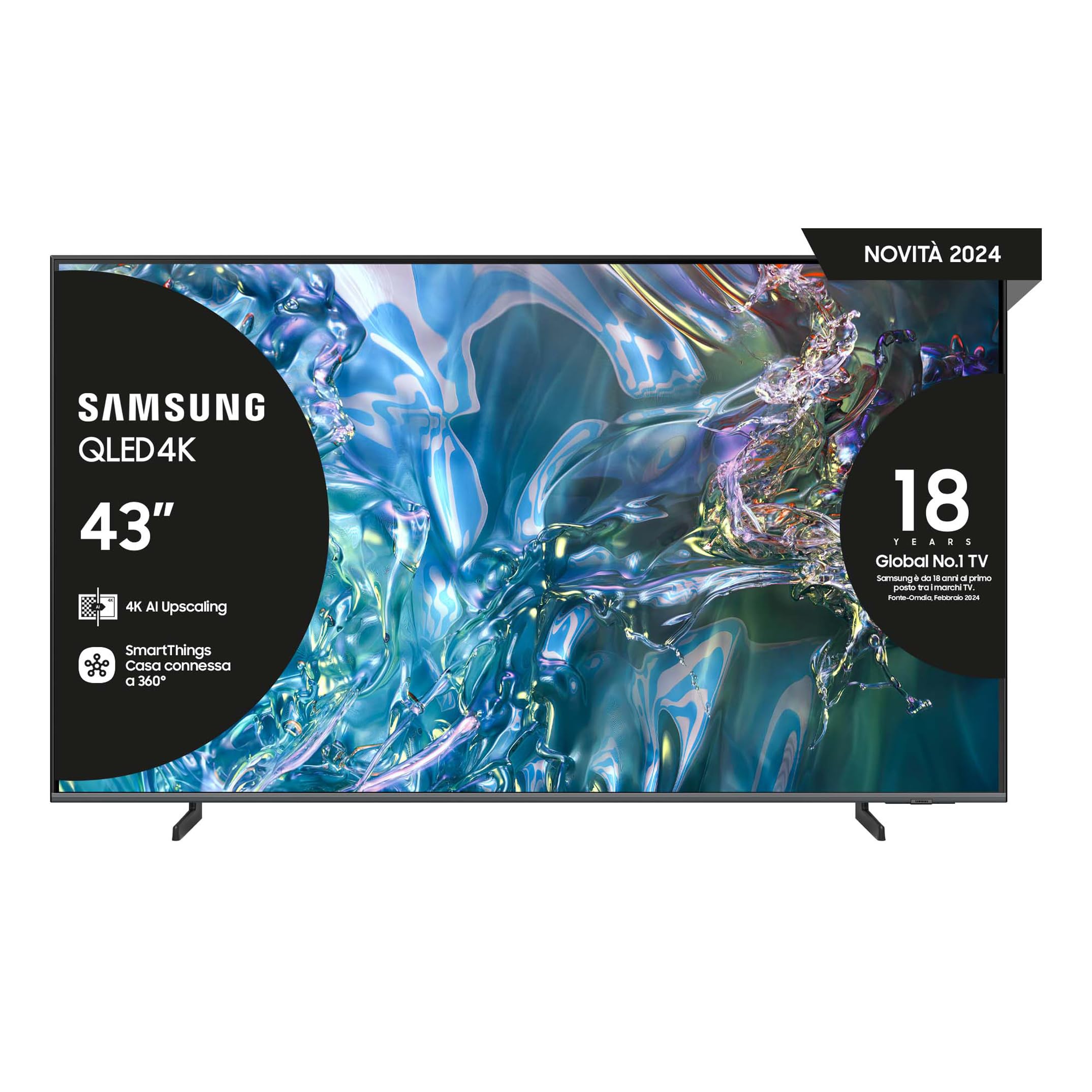 Samsung Smart TV 43" QE43Q64DAUXZT QLED 4K, Upscaling 4K, Processore Quantum 4K Lite, AirSlim Design, DVBT-2, Q-Symphony & OTS Lite, Gaming Hub, Ultimate UHD Dimming, Titan Gray 2024 [Amazon EXCL.]