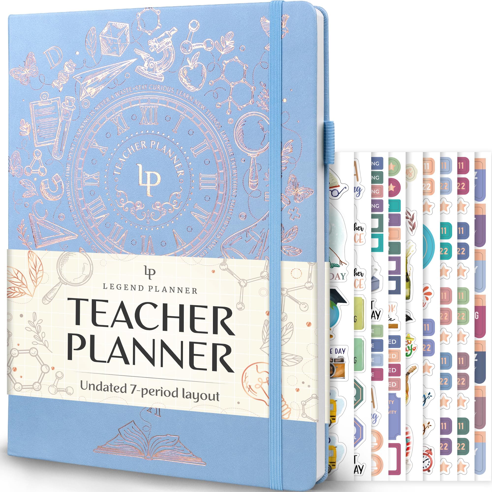 Legend - Planificador para profesores, libro de lecciones sin fecha para profesores con calendarios semanales y mensuales, organización del aula y planificador del año escolar, 21,5 x 28 cm, tapa dura