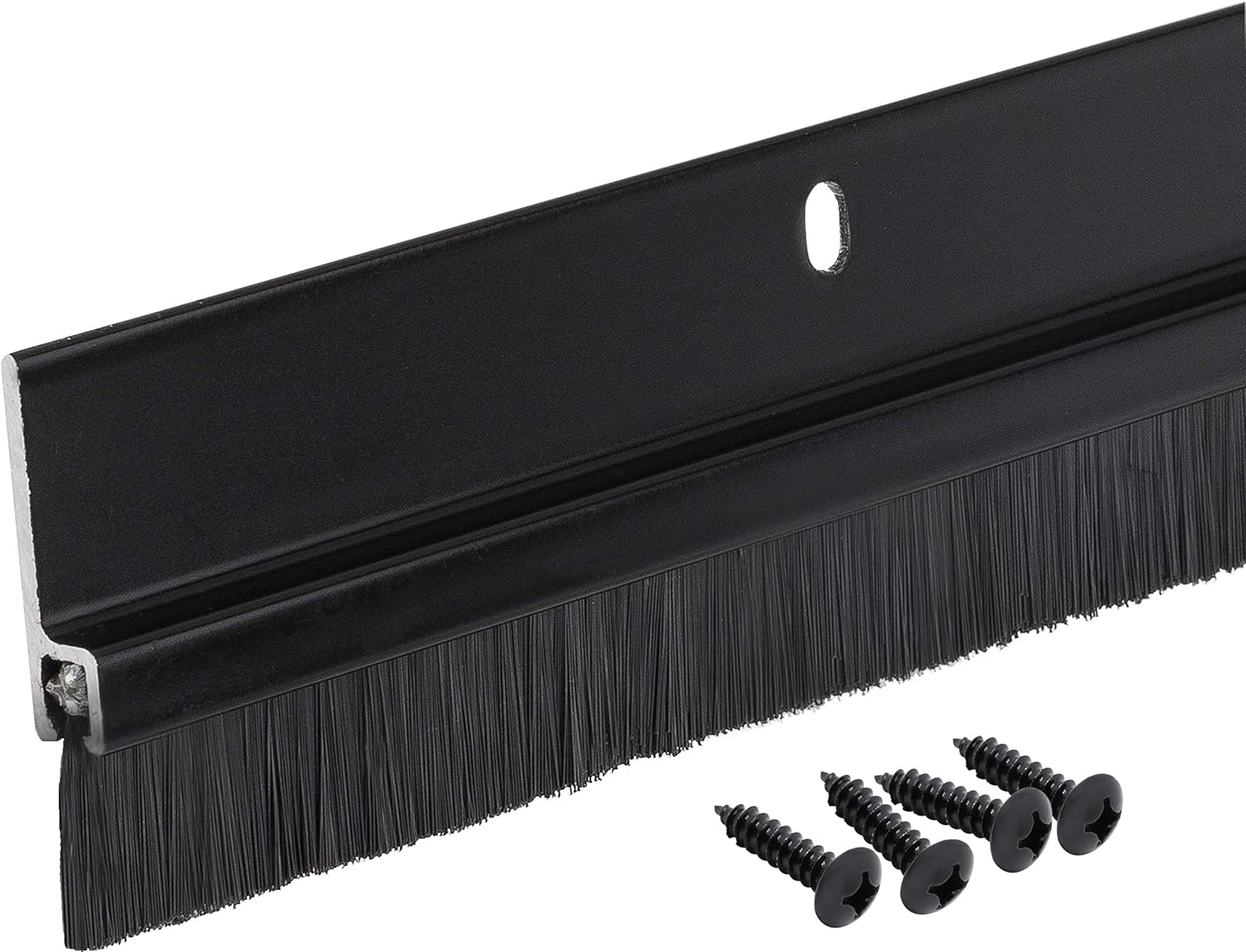 Randall Manufacturing Co., Inc | Door Sweeps – Aluminum & Vinyl | Brush Sweeps for Gaps Up to 1” | Black Trim with Black Brush | 3 Feet | Fill Gaps & Keep Unwanted Debris Out