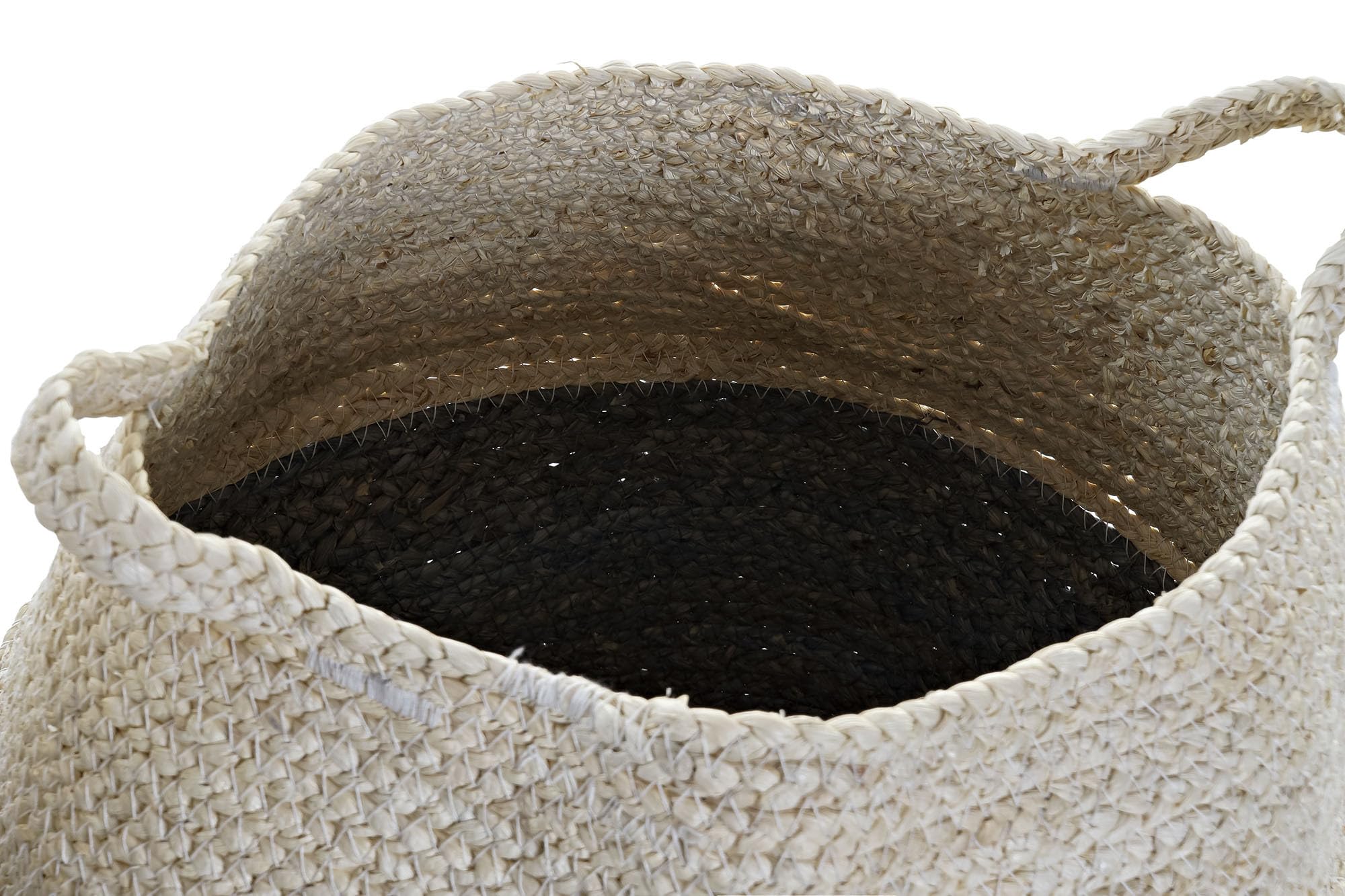 Set de 2 cesta de fibra maiz natural y gris con asas