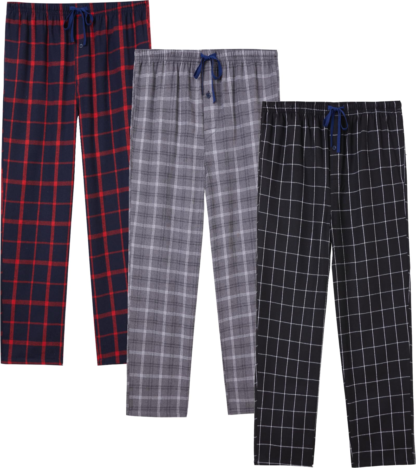 JupiterSecret Mens Pajama Pants Set Flannel Cotton Sleep Lounge Pants PJ Bottoms with Pockets and Button Fly 3