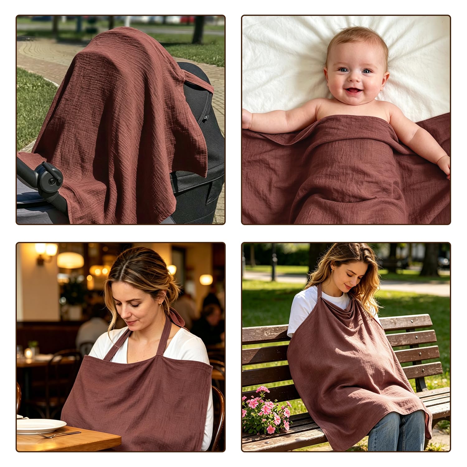 Cape Allaitement Mousseline Rouge Bordeaux