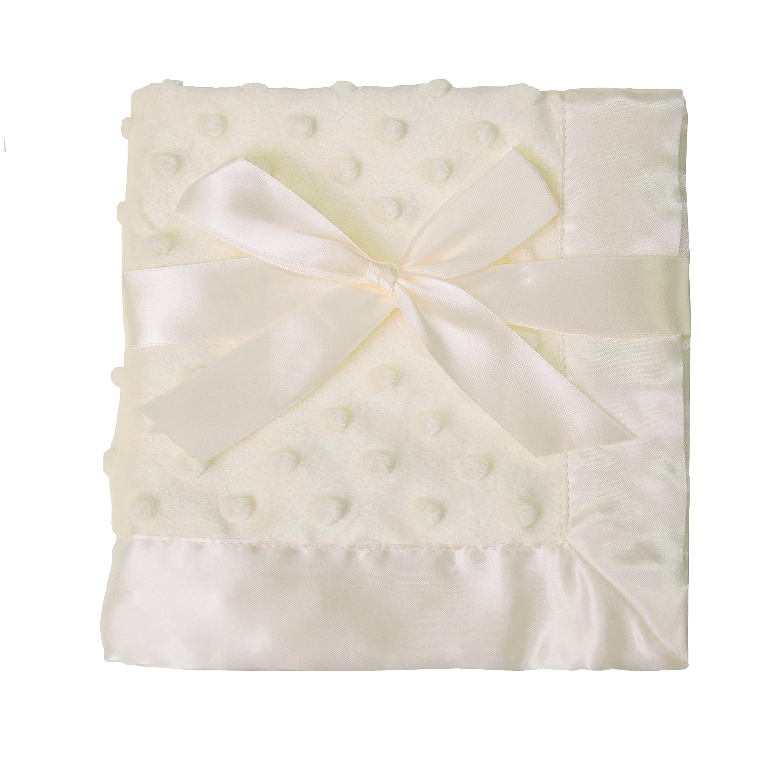 American Baby Company Heavenly - Manta de seguridad de felpilla suave, diseño de 2 capas con lunares minky y satén sedoso, crema, 14 x 14 pulgadas para niños y niñas