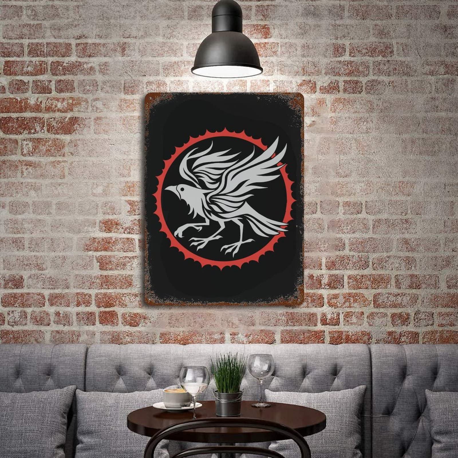 Amazon.co.jp: 八咫烏 カラス 鳥 ブリキの看板 ヴィンテージ風