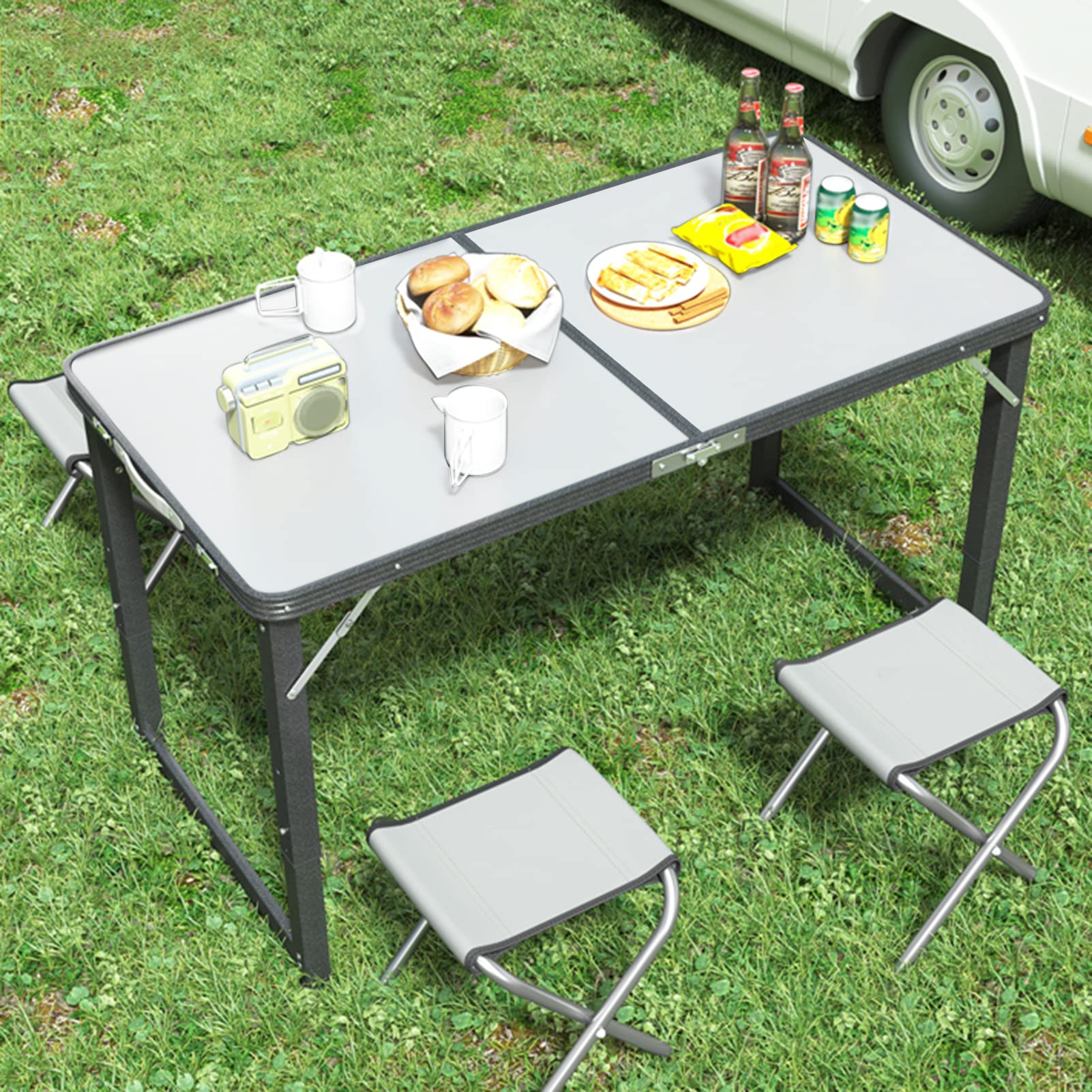 IDMarket - Set di 2 tavoli pieghevoli portatili da 180 CM per campeggio o ricevimento