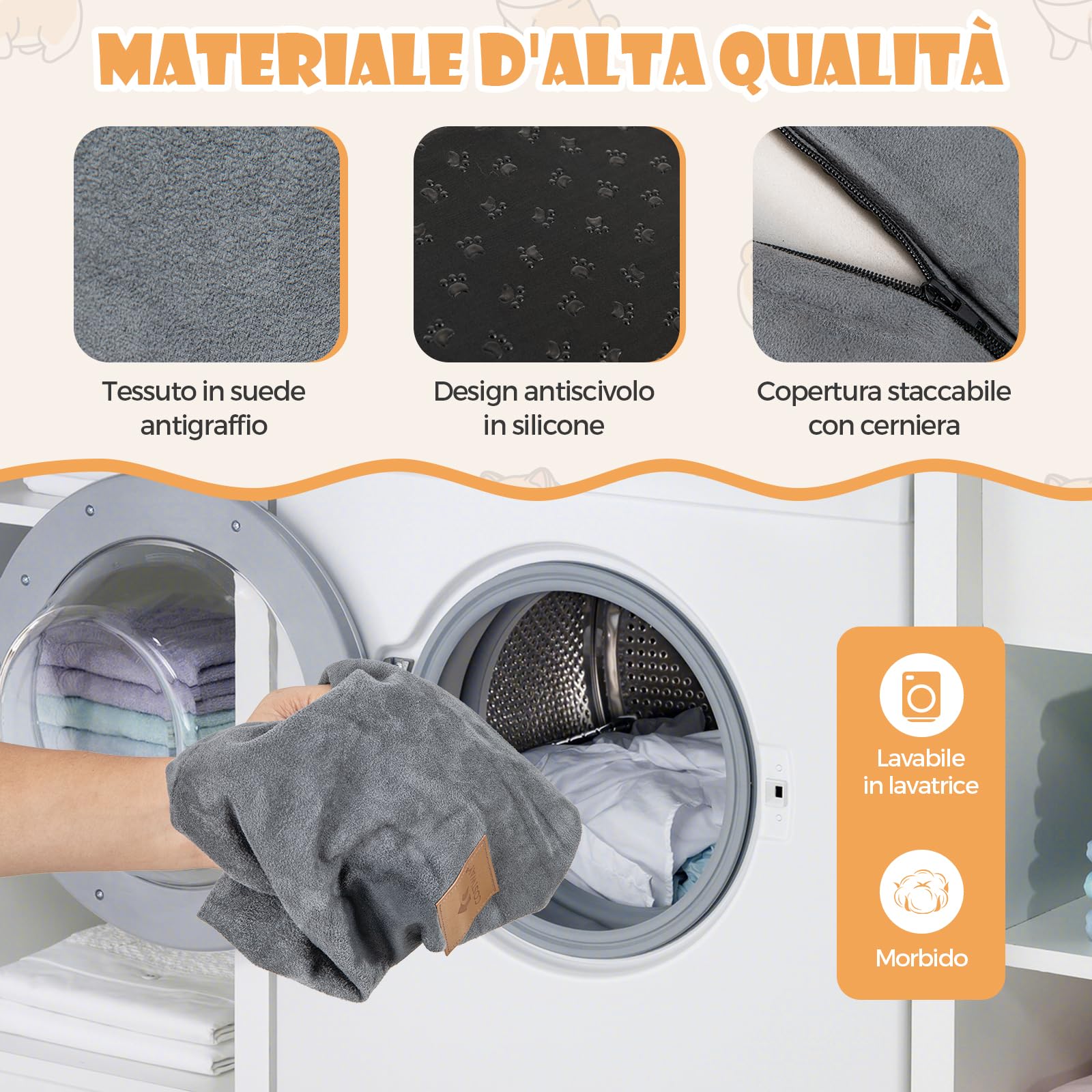 COSTWAY Scale per Cani in Schiuma a 3 Livelli, Rampe Scale per Animali 2 in 1 per Letti e Divani, Gradini per Animali Infortunati e Anziani con Base Antiscivolo, Copertura Lavabile e Rullo Adesivo
