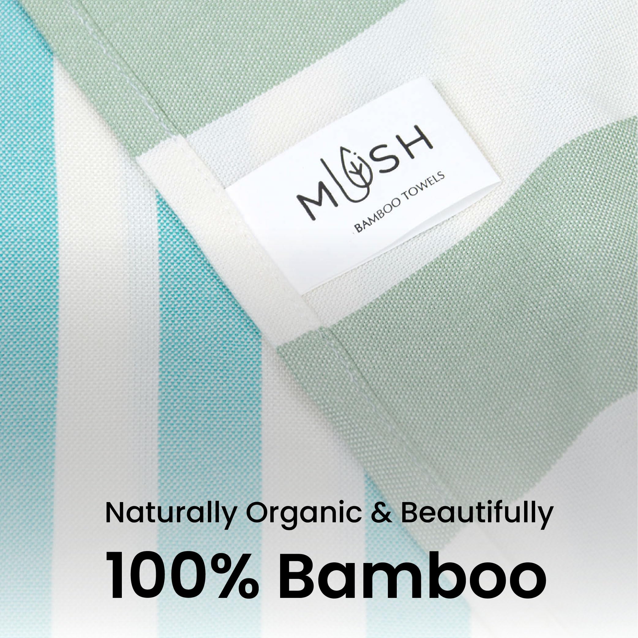 Mush 100% Bamboo Extra Large Towels For Bath Ultra Soft, Absorbent, Quick Dry, Compact Cabana Styled Bath Towel For Men And Women For Daily Use, Beach, Pool, Gym (Turquoise & Light Green, 1), 250 TC 3
