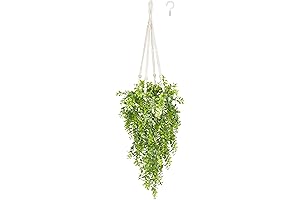 Mkono Artificial Hanging Plants with Macrame Plant Hanger