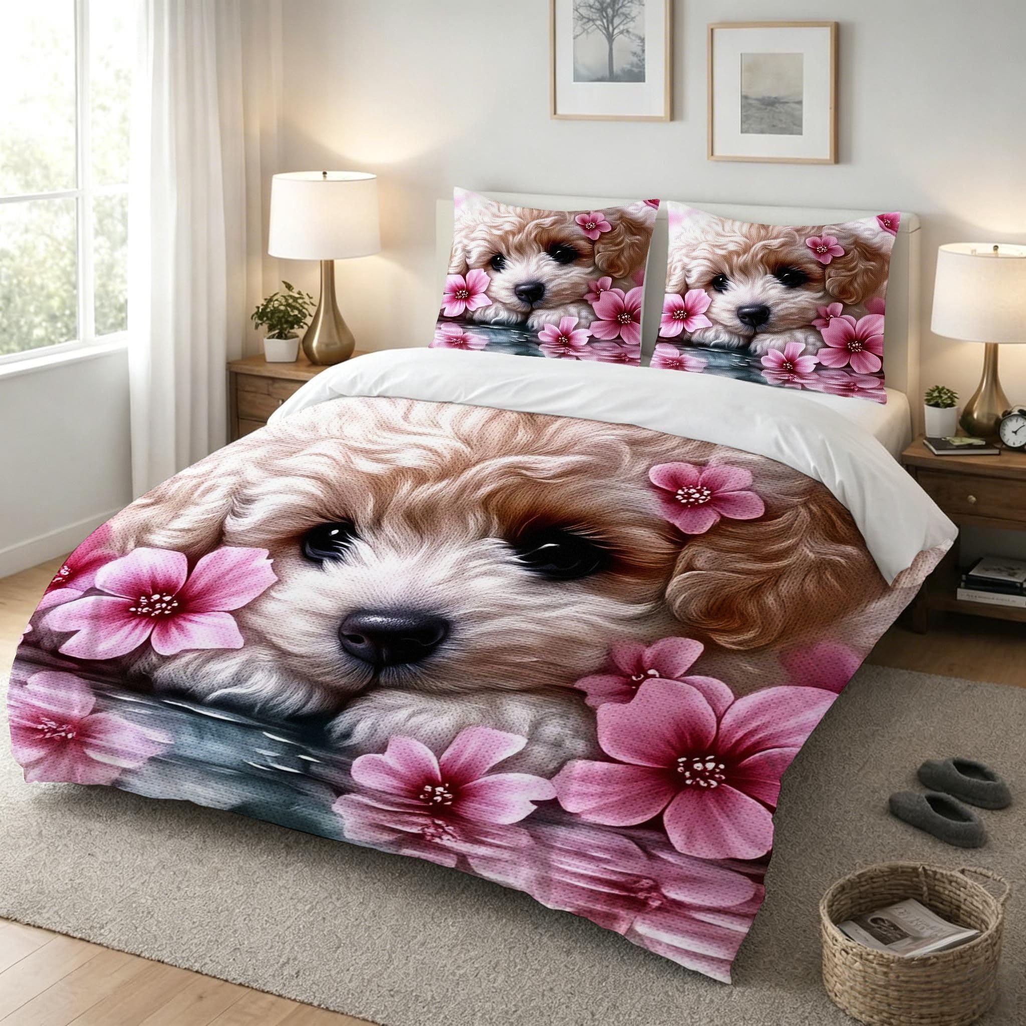 Copripiumino Matrimoniale Cane Bianco 260x240, ZW132 | Traspiranti Durevoli Microfibra, per Tutta la Famiglia, Matrimoniale, per Tutte le Stagioni, con 2 Federe 50x80 cm