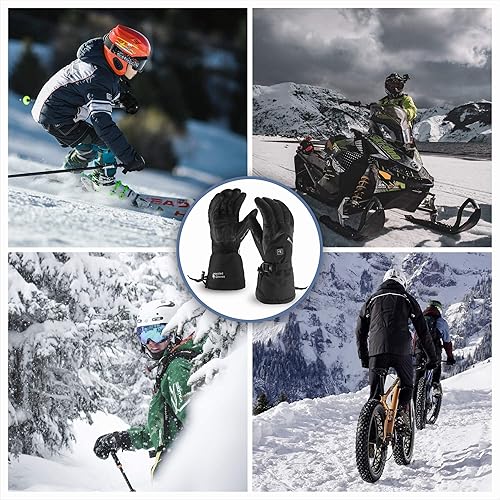 Miniatura 5 de Roaming Guantes calefactados recargables para hombres y mujeres, guantes de esquí con calefacción eléctrica para motocicleta, snowboard, patinaje y