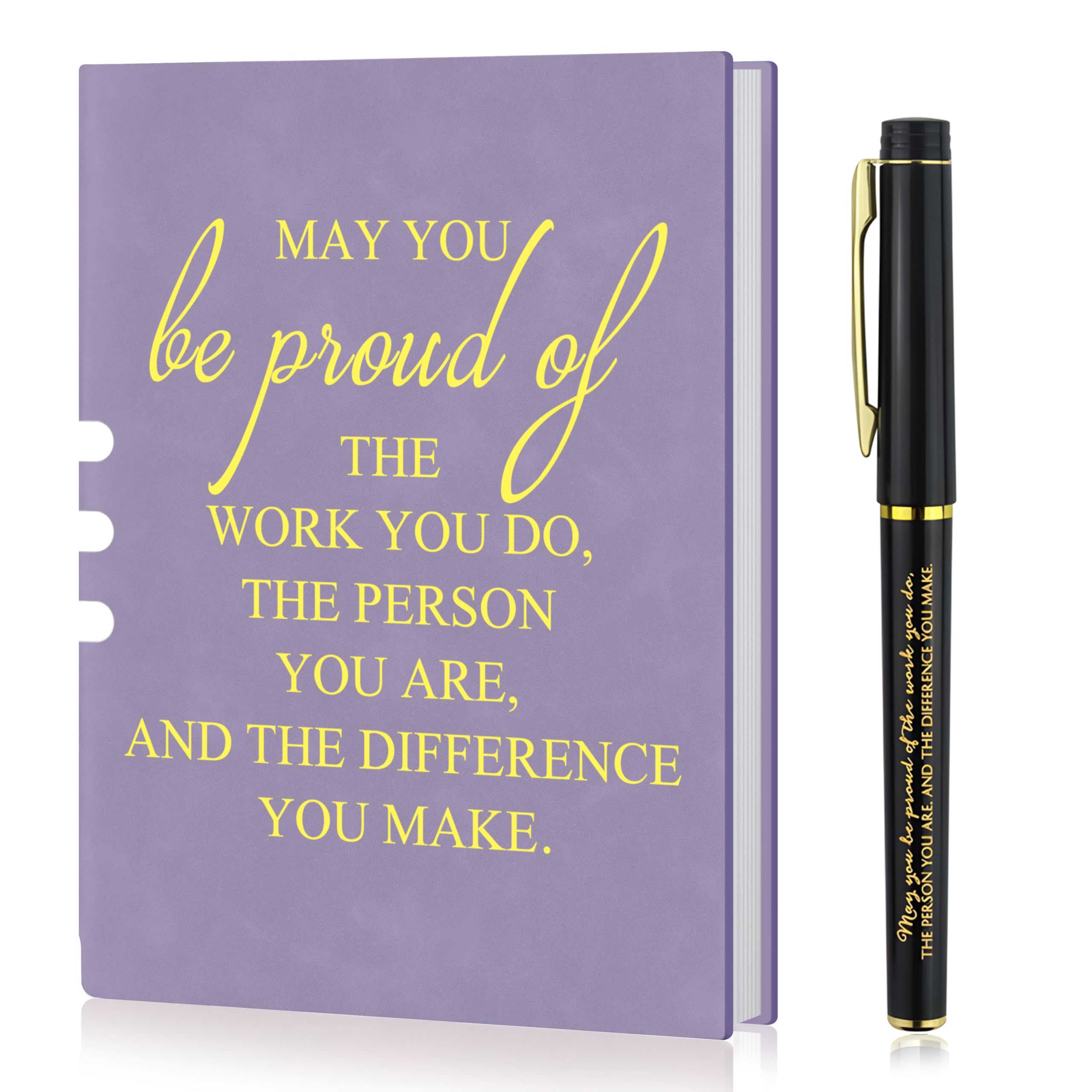 Thank You Gifts For Colleagues Leather Notebook A5,Leaving Gifts For Colleagues Women,Employee Appreciation Teacher Gifts,Team Gifts For Employees Ballpoint Pen Notebook For Coworkers (Purple)