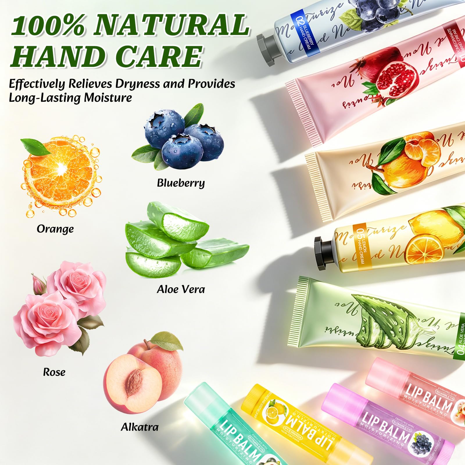 100Pcs Mini Crèmes pour les Mains, Coffret Crème de Mains pour Femme, Coffret Cadeaux Incluant Crèmes pour les Mains, Baumes à Lèvres, Mini-Limes à Ongles, Sachets en Organza & Cartes de Remerciement