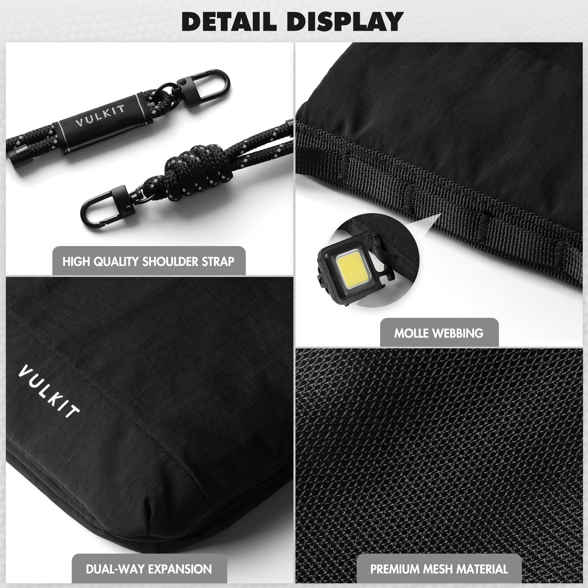 VULKIT Bolso bandolera multifuncional Ligero bolso para móvil en nylon Portapasaporte anti-RFID para hombres mujeres adolescentes Outdoor Viaje Casual Diario