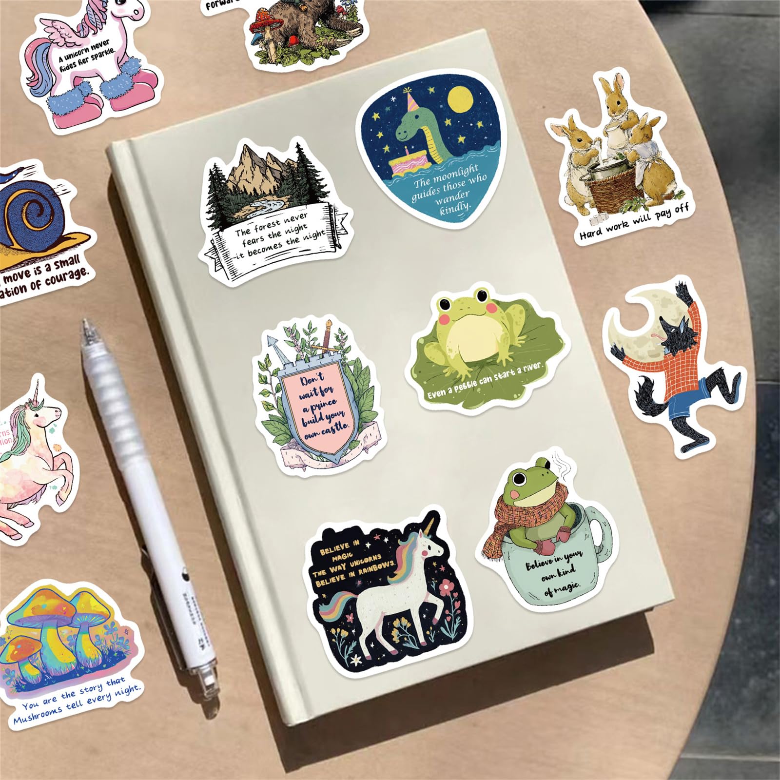50 adesivi motivazionali per adulti, adesivi motivazionali con animali da favola, per adolescenti, album di ritagli, laptop, citazioni positive, adesivi in vinile per Vision Board Forniture (fiabe)