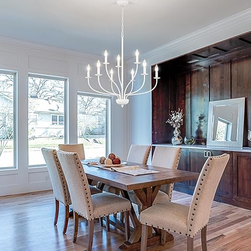 Miniatura 4 de Candelabros de 9 luces blancas para comedor Candelabros de 30 pulgadas para vestíbulo de techos altos Candelabros de velas Iluminación de accesorios