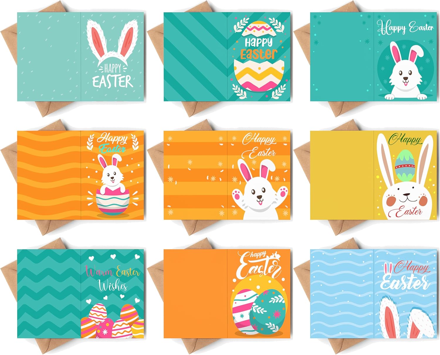 Easter Cards with Envelopes – 18 Greeting Cards Boxed Set with 18 Kraft Envelopes & 18 Stickers, 9 Cute Designs (2 Cards Each), Happy Easter Gifts for Kids, Adults, Son, Daughter, Family & Friends - Image 4