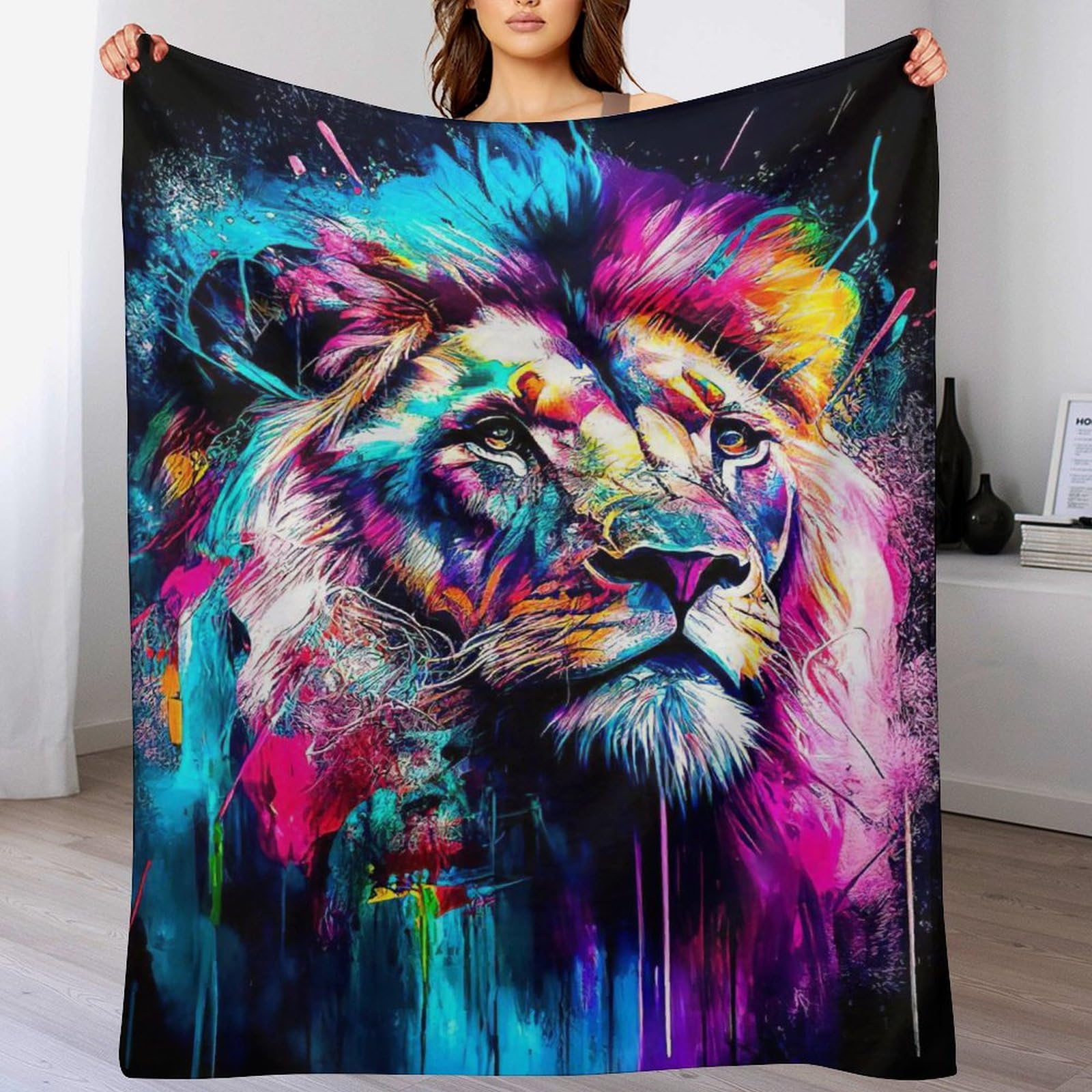 Couverture lion flannel idée cadeau originale pour anniversaire garçon