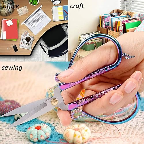 Miniatura 5 de BIHRTC Tijeras de costura de 6.3 pulgadas, pequeñas tijeras de bordar, de acero inoxidable, para nubes auspiciosas, tijeras de tela, herramienta de