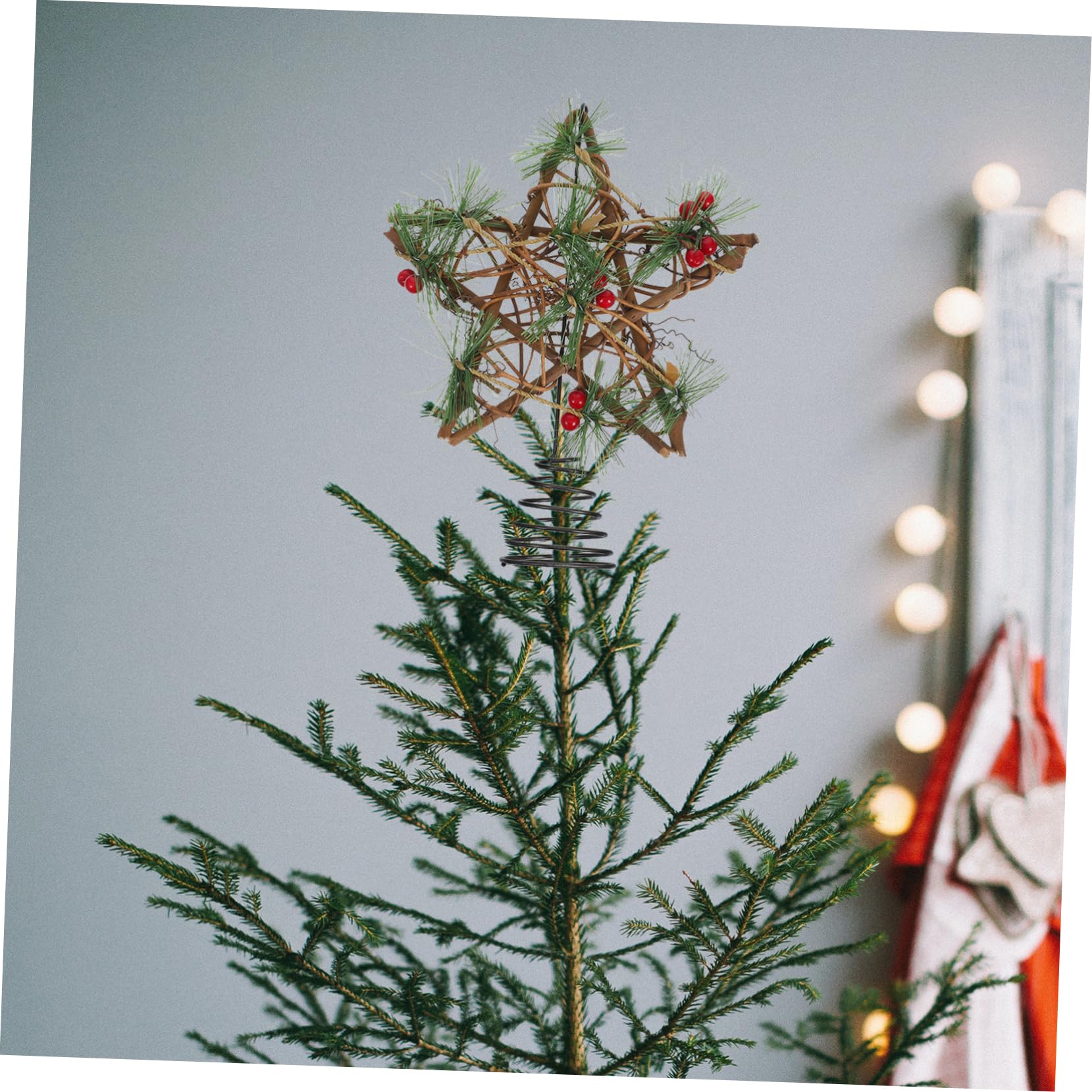 3 Pièces étoile de Sapin de noël Decoration de Bureau décoration de Noel d'arbre en Osier de Sapin de Noël en Osier de Noel Topper étoile de décoration de PRETYZOOM