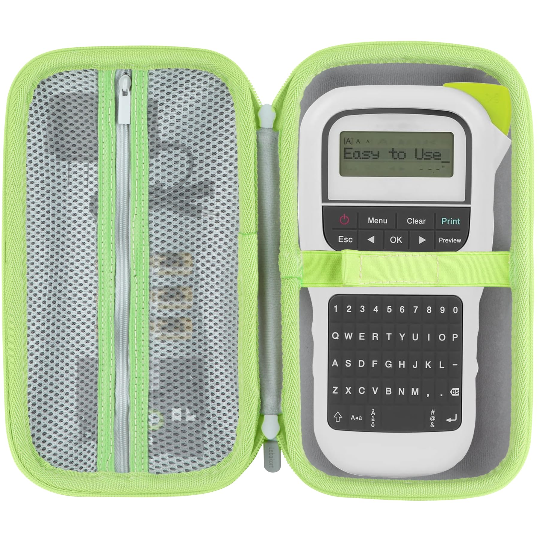 Lebakort Hard Carry Case Compatible with Brother P-Touch PTH110 Label Printer (Grey+Light green)