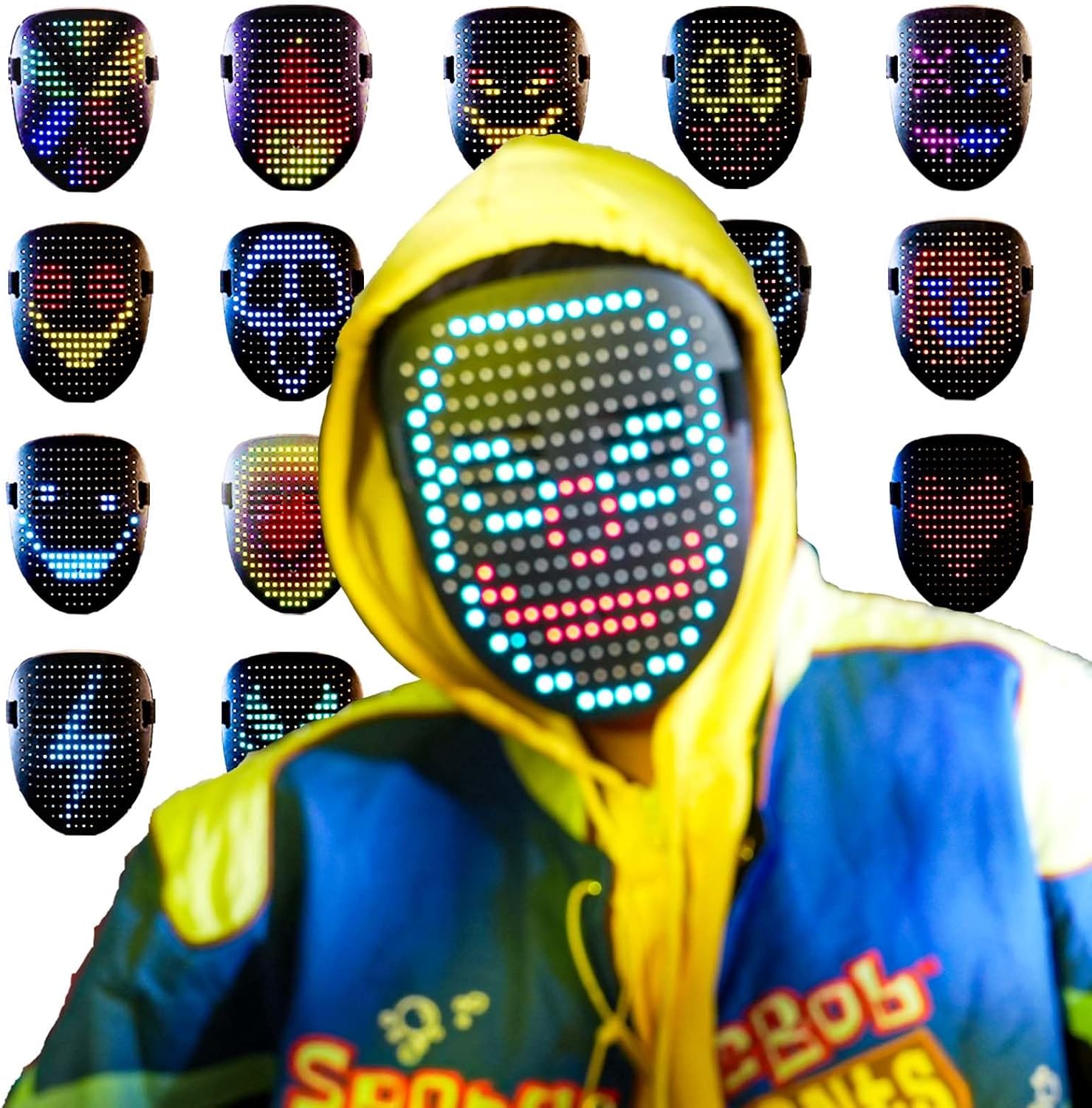 NICENICY LED Mask with Gesture Sensing, LED Lighted Transforming for Halloween Costume Cosplay Party for Adults NICENICY LED Mask with Gesture Sensing, LED Lighted Transforming for Halloween Costume Cosplay Party for Adults