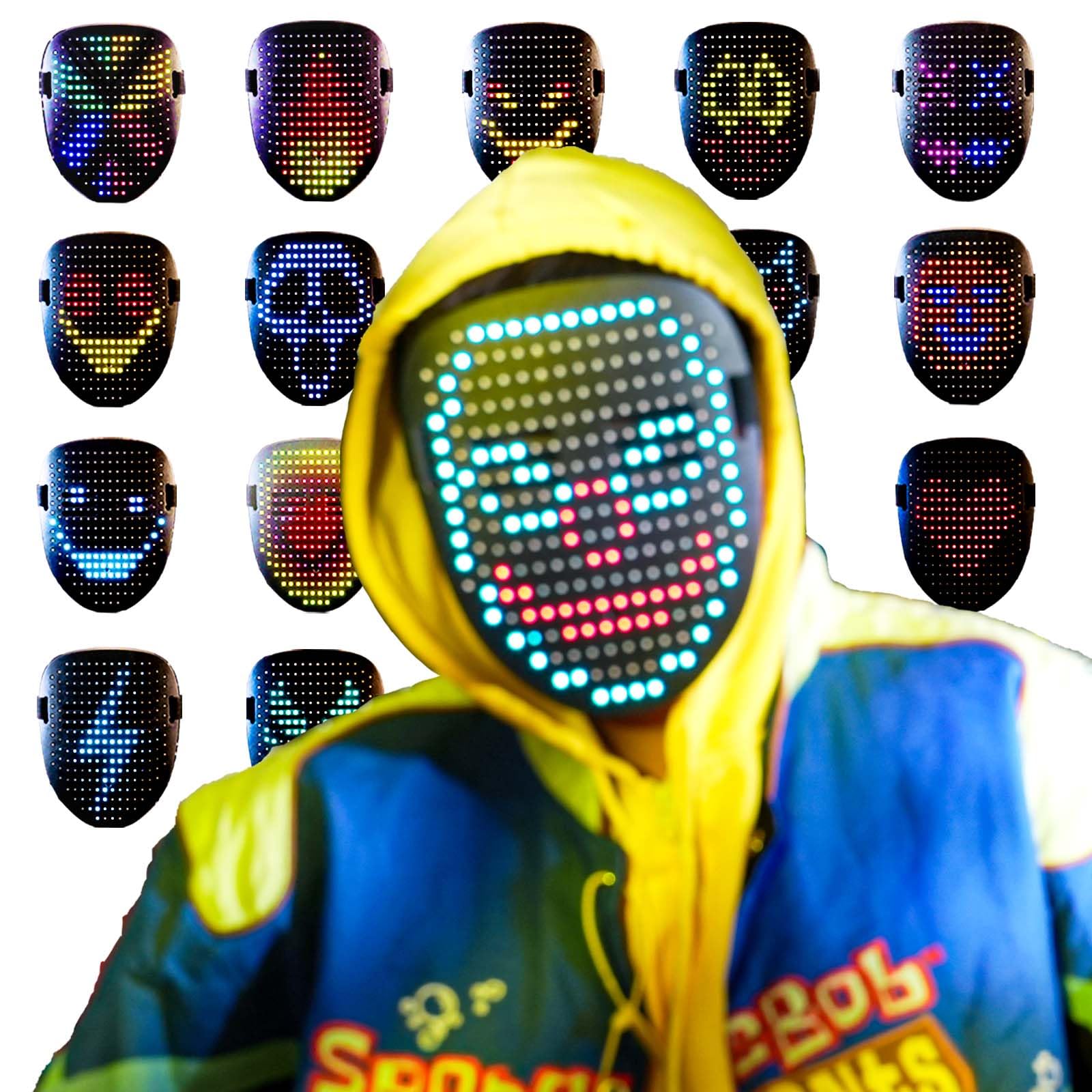 NICENICY LED Mask Halloween LED Mask for Adult 50 Face Options with Gesture Sensing for Halloween Cosplay