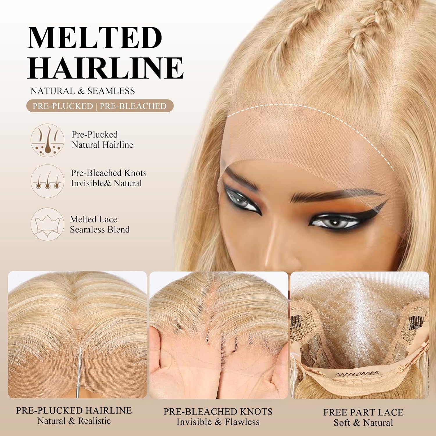Blonde Synthetic Lace Front Wig,13×6 HD Lace Body Wave Glueless Wig, Natural Looking Long Wavy Hair Wig for Women Daily Party Use 26IN(#K16B88)
