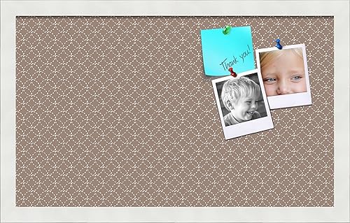 Miniatura 356 de PinPix Tablero de anuncios de corcho de 12 x 12 pulgadas. Este tablero decorativo enmarcado viene con diseño de círculos B W y un marco blanco