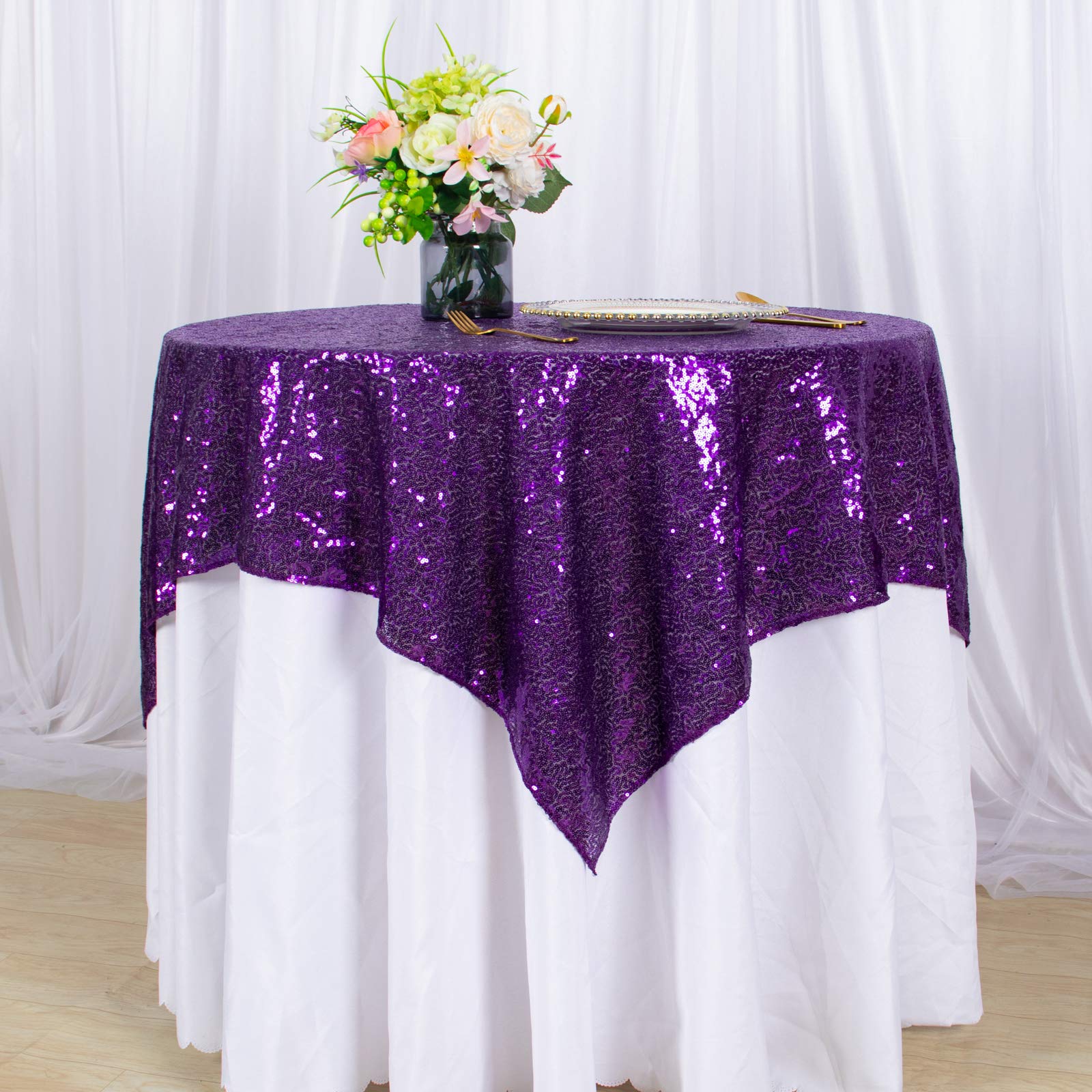 Amzlokae Sequin Tablecloth Square 50x50 Purple Table Overlay Glitter Table  | Desertcart Seychelles, image size:1600x1600