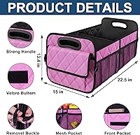 Vista 12 de Deosk - Organizador de auto para SUV, almacenamiento de maletero con 6 bolsillos grandes con poliéster impermeable, accesorios de auto