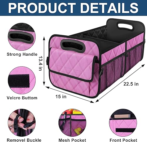 Miniatura 12 de Deosk - Organizador de auto para SUV, almacenamiento de maletero con 6 bolsillos grandes con poliéster impermeable, accesorios de auto