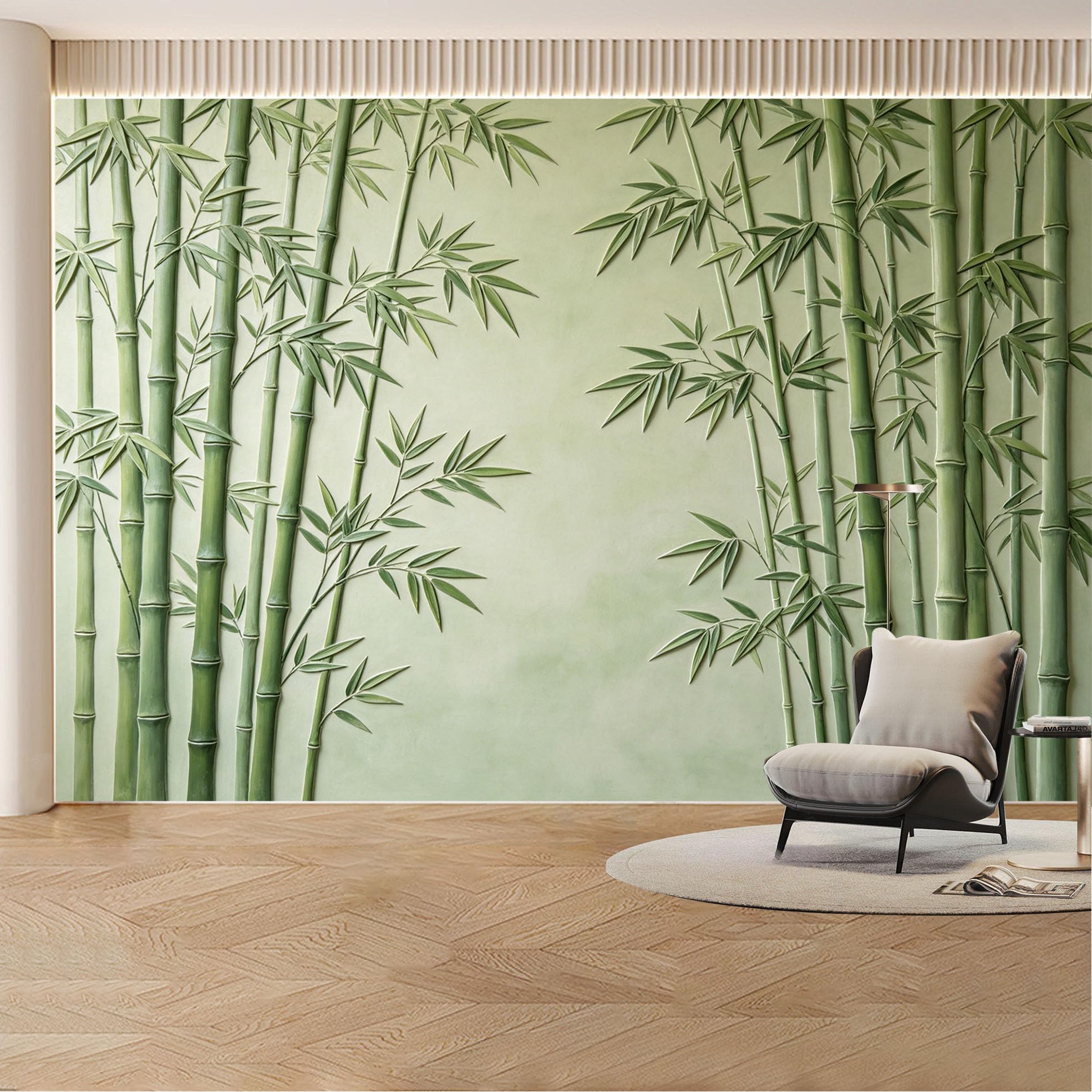 Custom Wall Mural Wallpaper Bamboo Forest， 3D Effect Wall Decor Large Wall Art， Minimalist Zen Nature for Living Room， Bedroom， Office