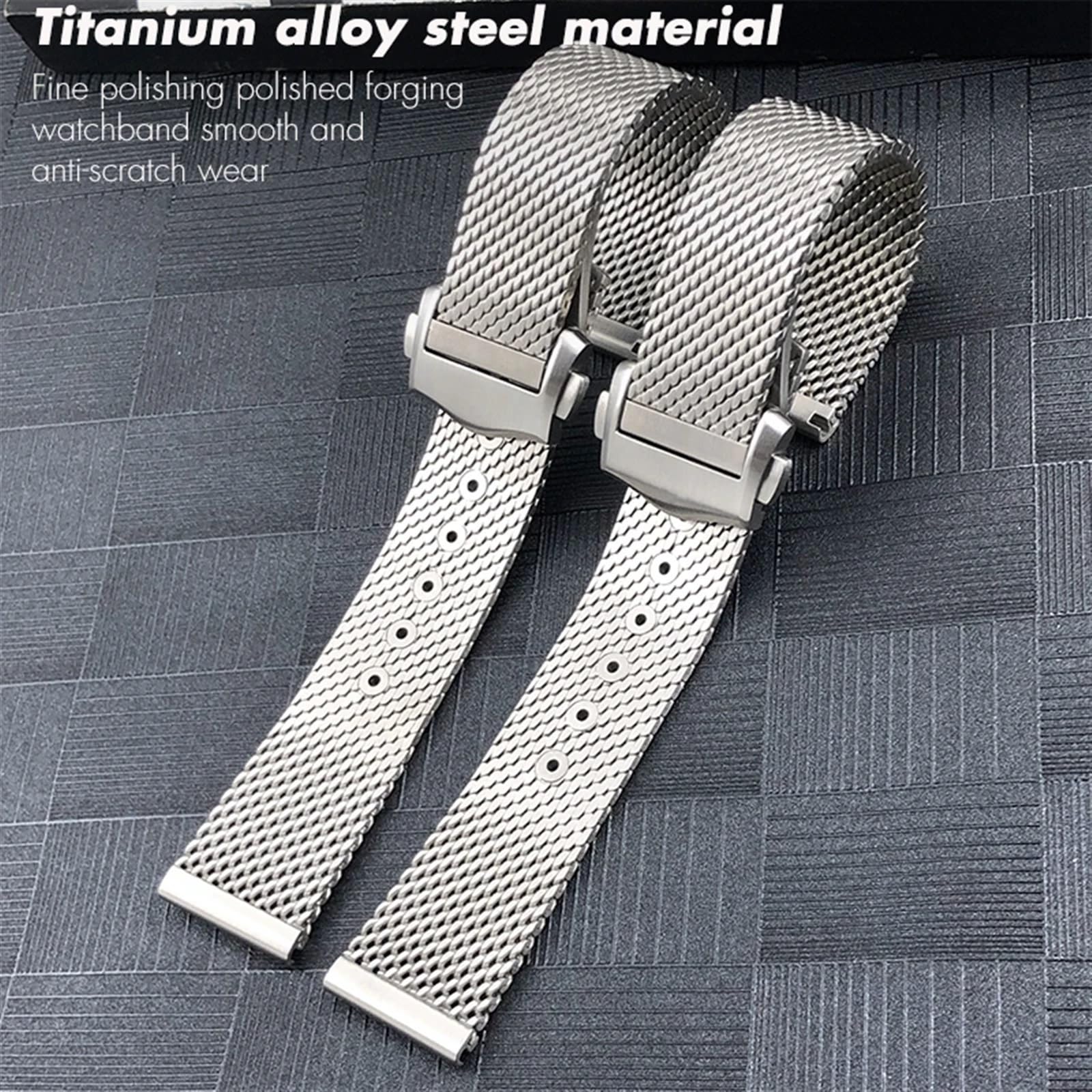 JDIME Solidny pasek ze stopu tytanu 19mm 20mm do paska zegarka Omega 007 Seamaster Diver 300 tkane metalowe bransoletki